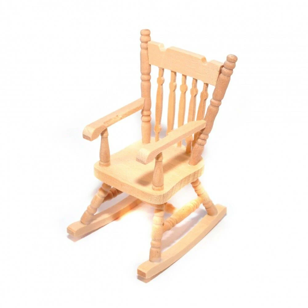 Dollhouse Miniature Unfinished Rocking Chair 1:12 Scale Furniture