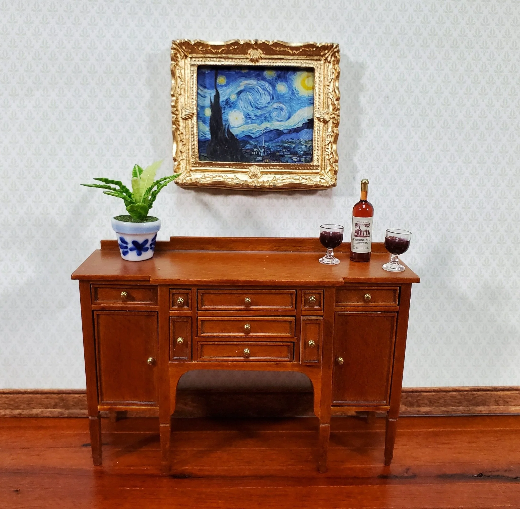 Dollhouse Miniature Van Gogh Starry Night Framed Print 1:12 Scale Handmade - Image 2