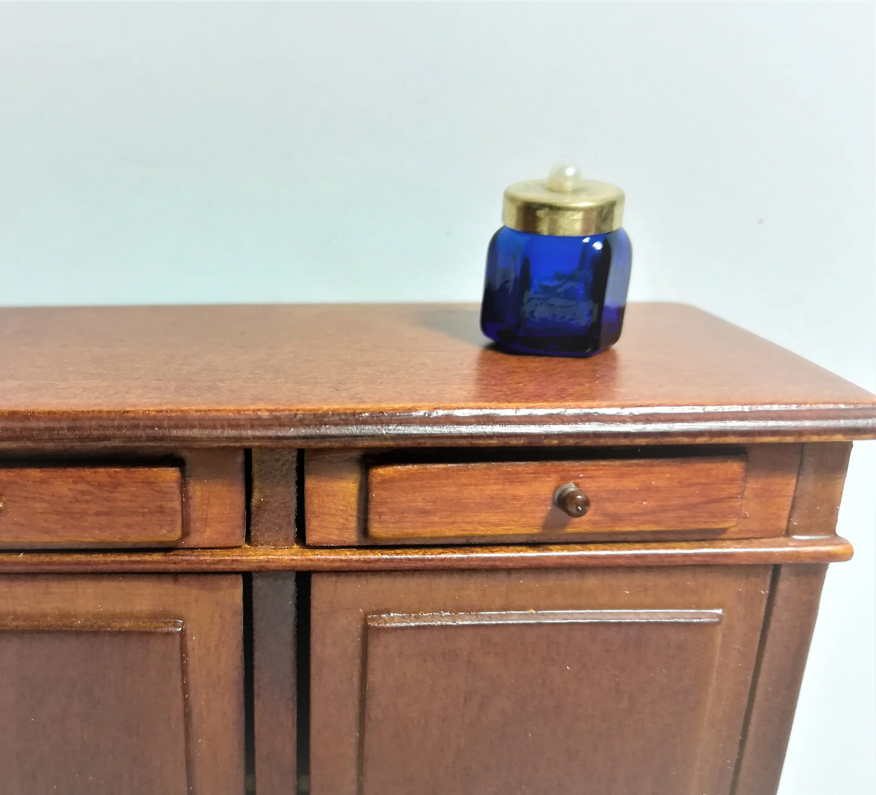 Dollhouse Miniature Vase Collection Cobalt Blue Glass Bottle Set of 3 1:12 Scale - Image 4