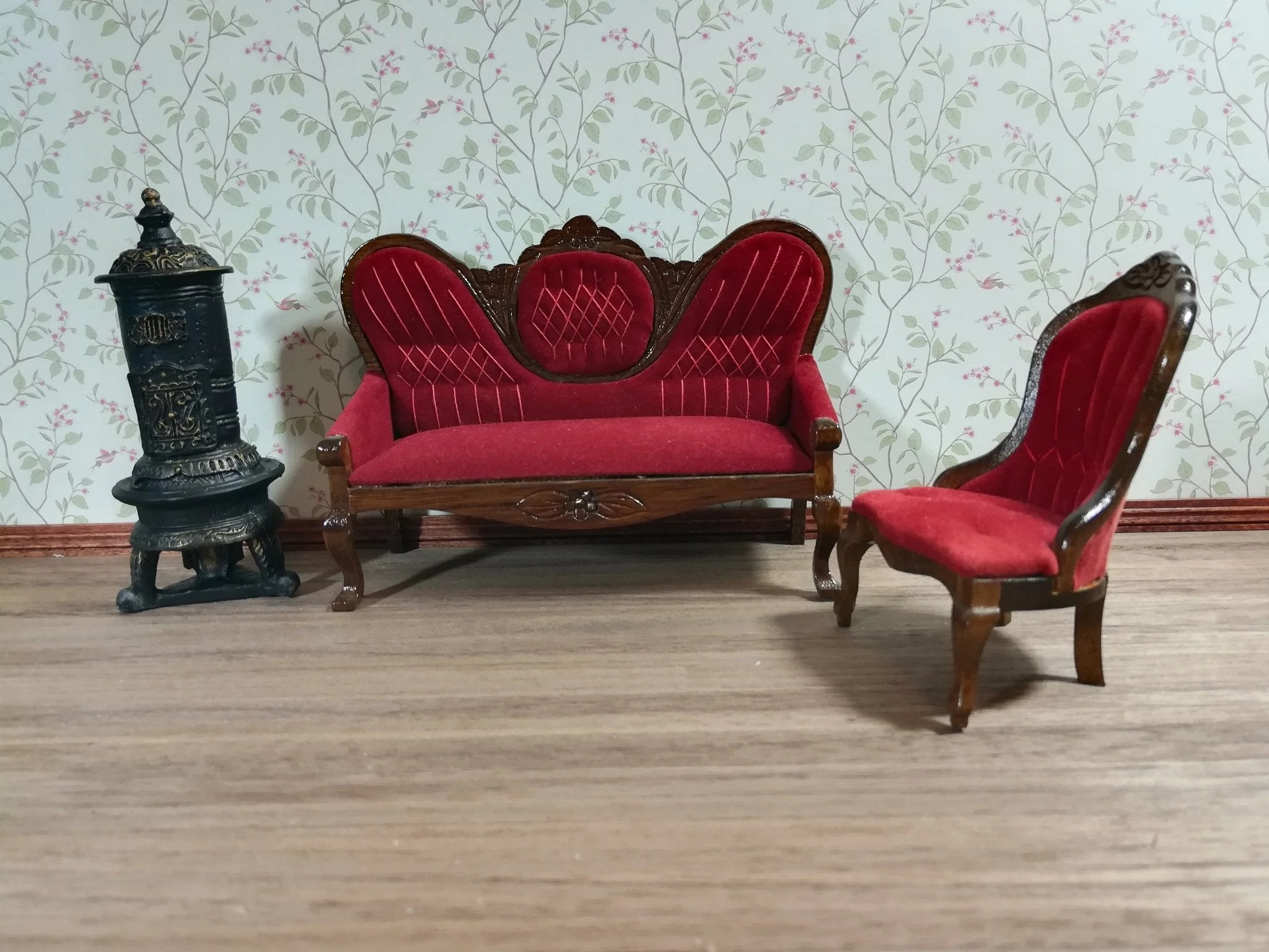 Dollhouse Miniature Victorian Stove Parlour Heating Small 1:12 Scale parlor - Image 3