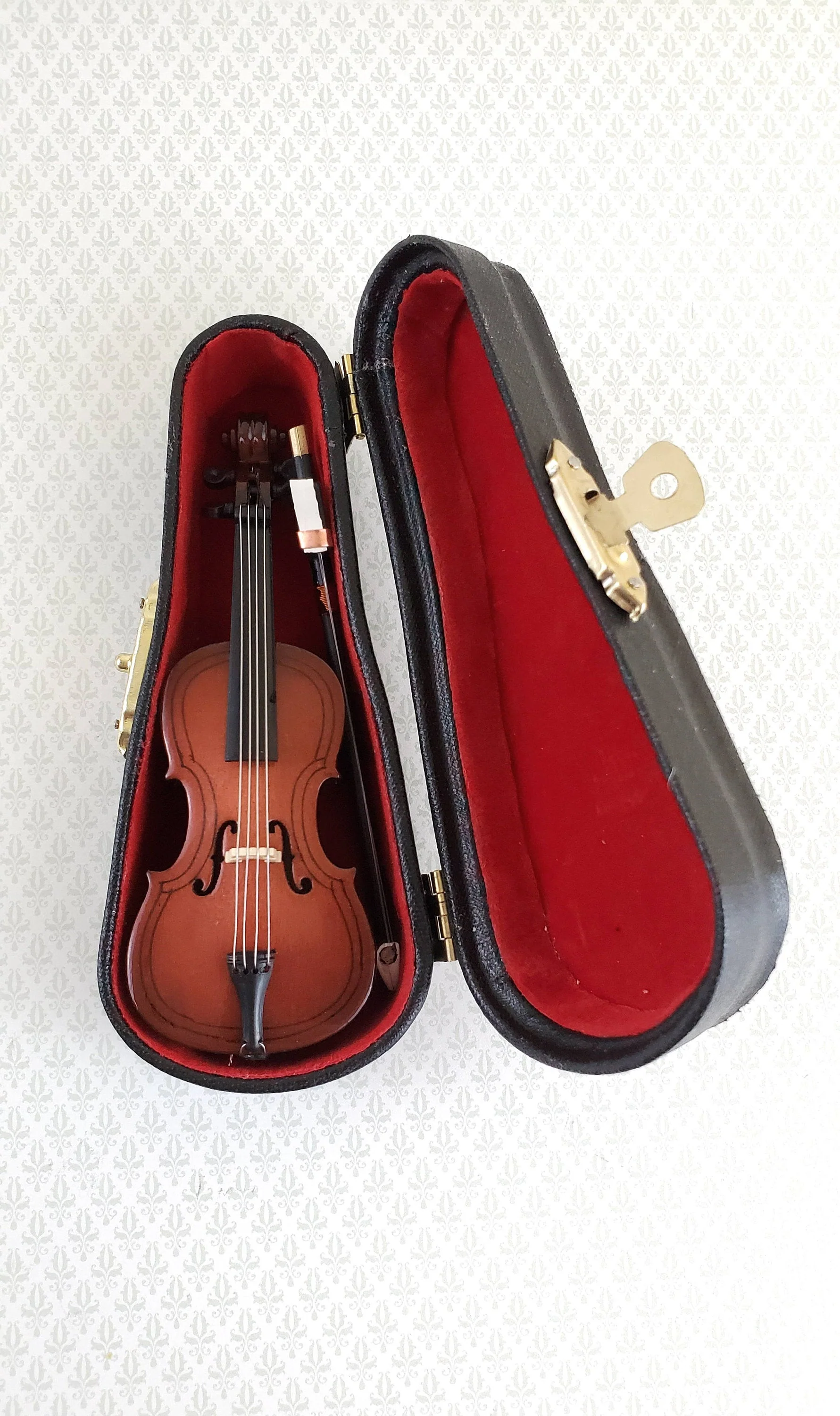 Miniature Violin and Bow Wood 2 7/8" Dollhouse Tiny Instrument Music Room - Image 6