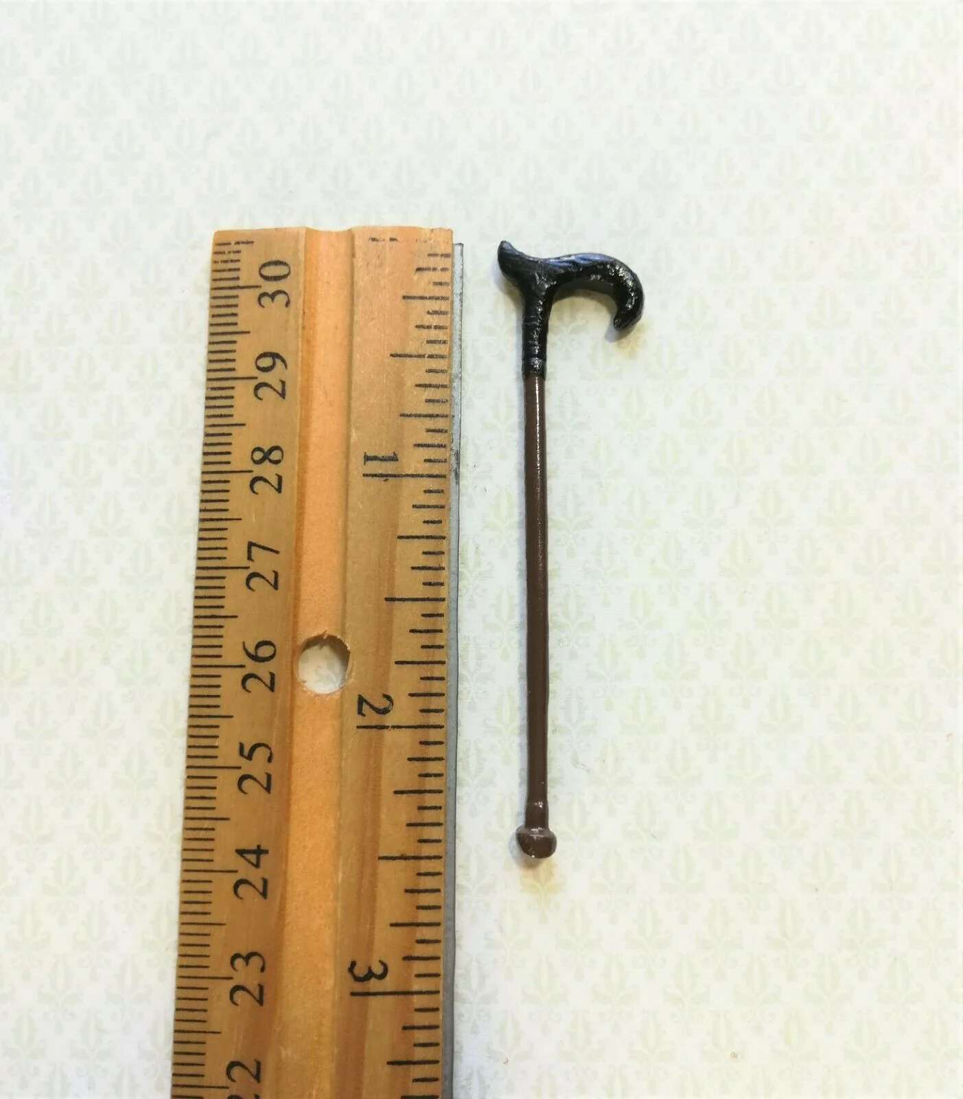 Dollhouse Miniature Walking Cane Metal Black & Brown 2 1/2" 1:12 Scale - Image 2