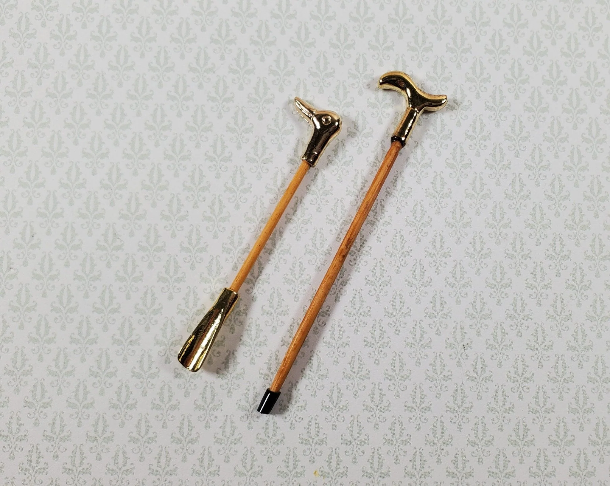 Dollhouse Walking Cane & Duck Head Shoe Horn 1:12 Scale Miniature Accessories