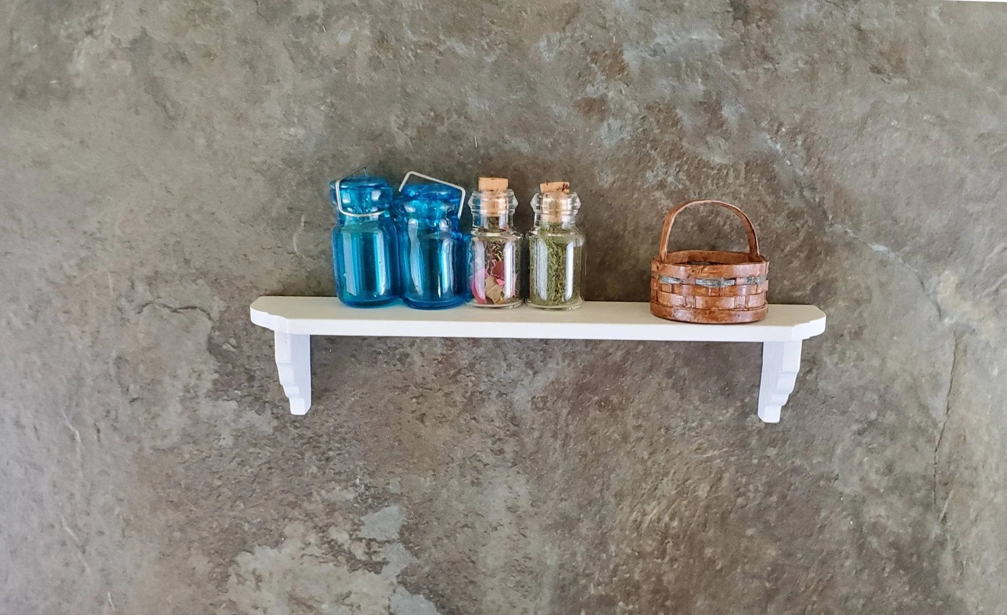Dollhouse Miniature Wall Shelf Large White Wood 1:12 Scale 4 3/8" - Image 4