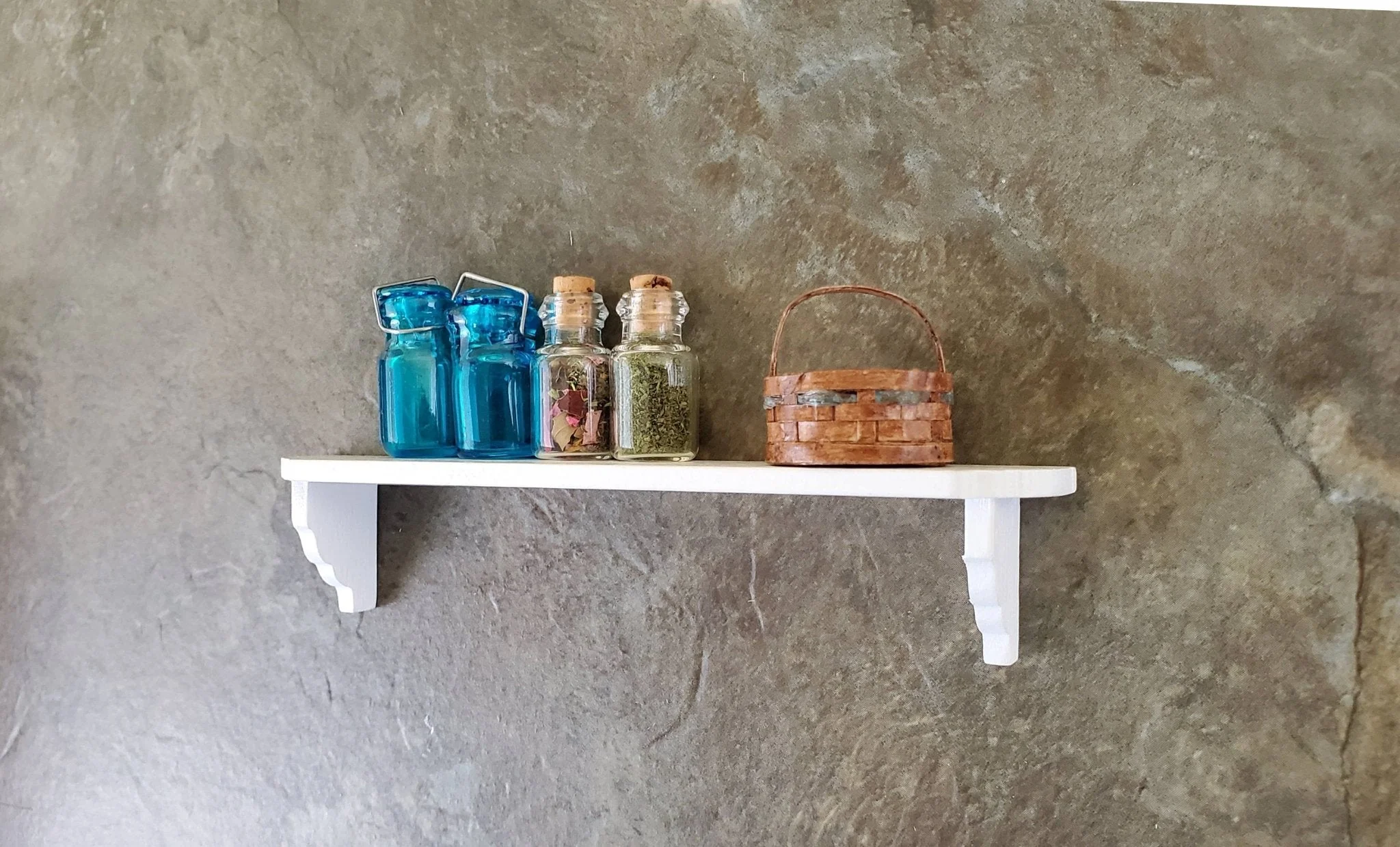 Dollhouse Miniature Wall Shelf Large White Wood 1:12 Scale 4 3/8" - Image 5