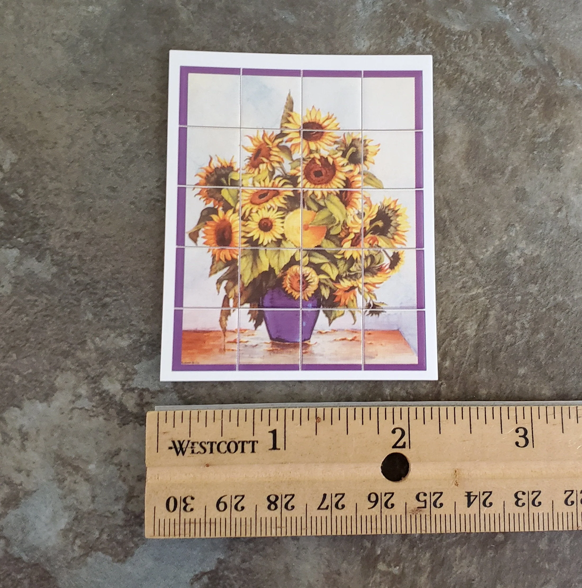 Dollhouse Miniature Wall "Tiles" Embossed Paper Sunflowers in Vase 1:12 Scale by World Model - Image 3