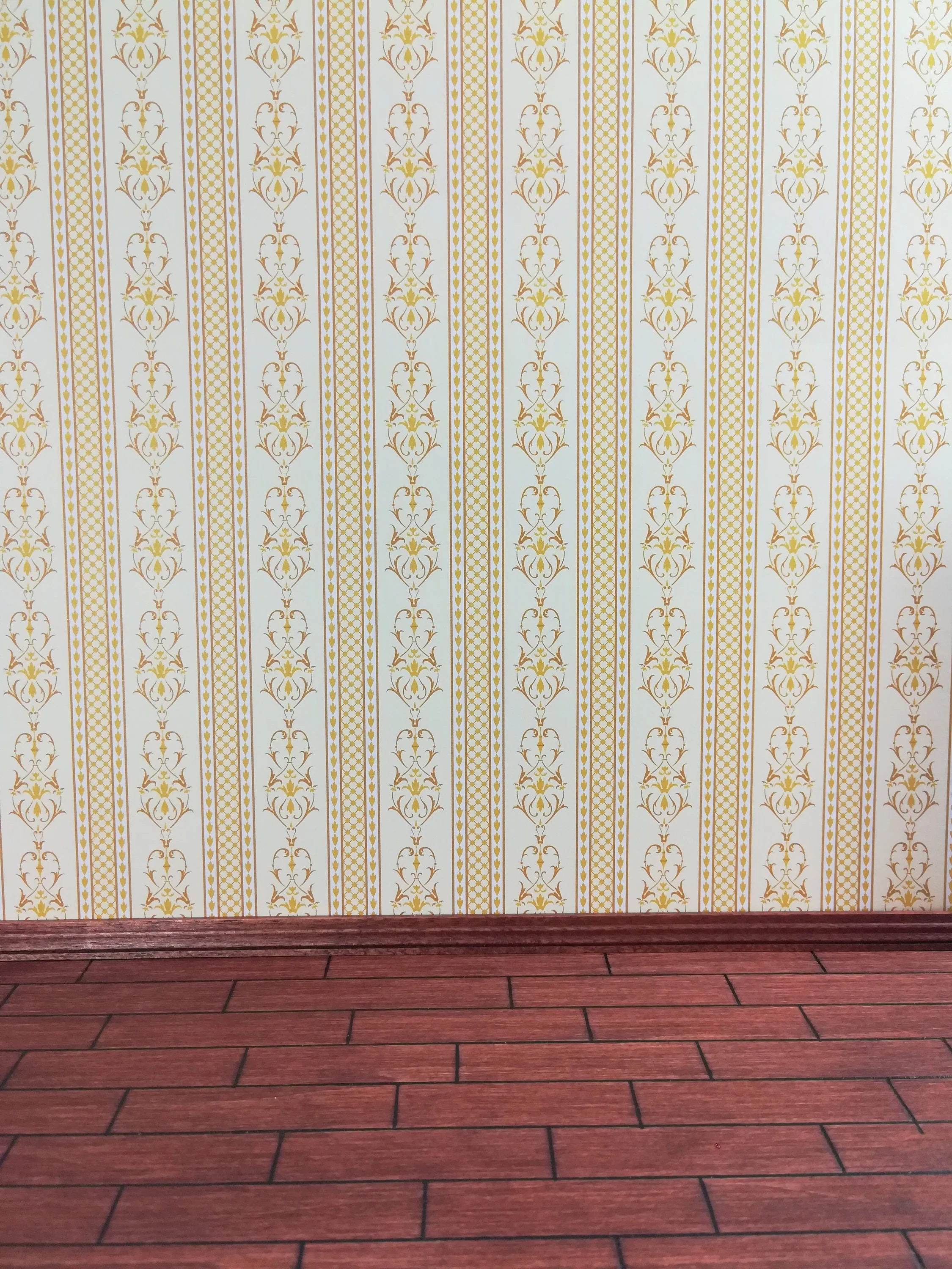Dollhouse Miniature Wallpaper Brodnax Gold White Cream "Palais" 1:12 Scale - Image 2