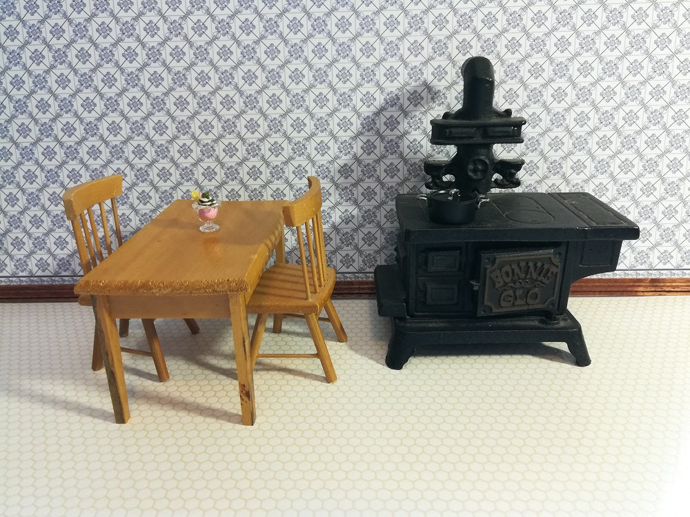 Dollhouse Kitchen Wallpaper by Brodnax "Leslie Blue" Delft Style 1:12 Scale - Image 4