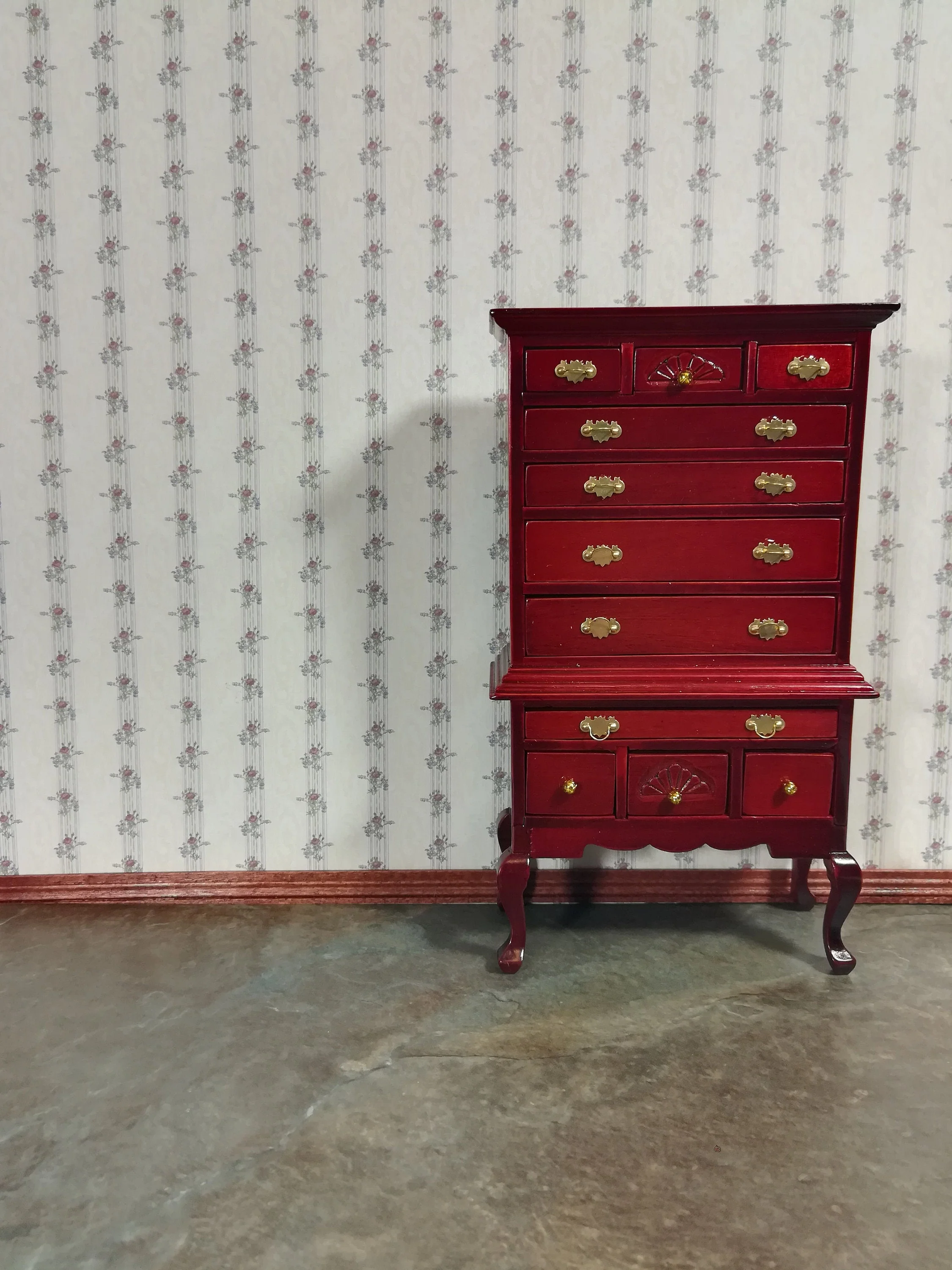 Dollhouse Wallpaper Floral Stripes 3 Sheets "Reflections Rose" 1:12 Scale Miniature - Image 3