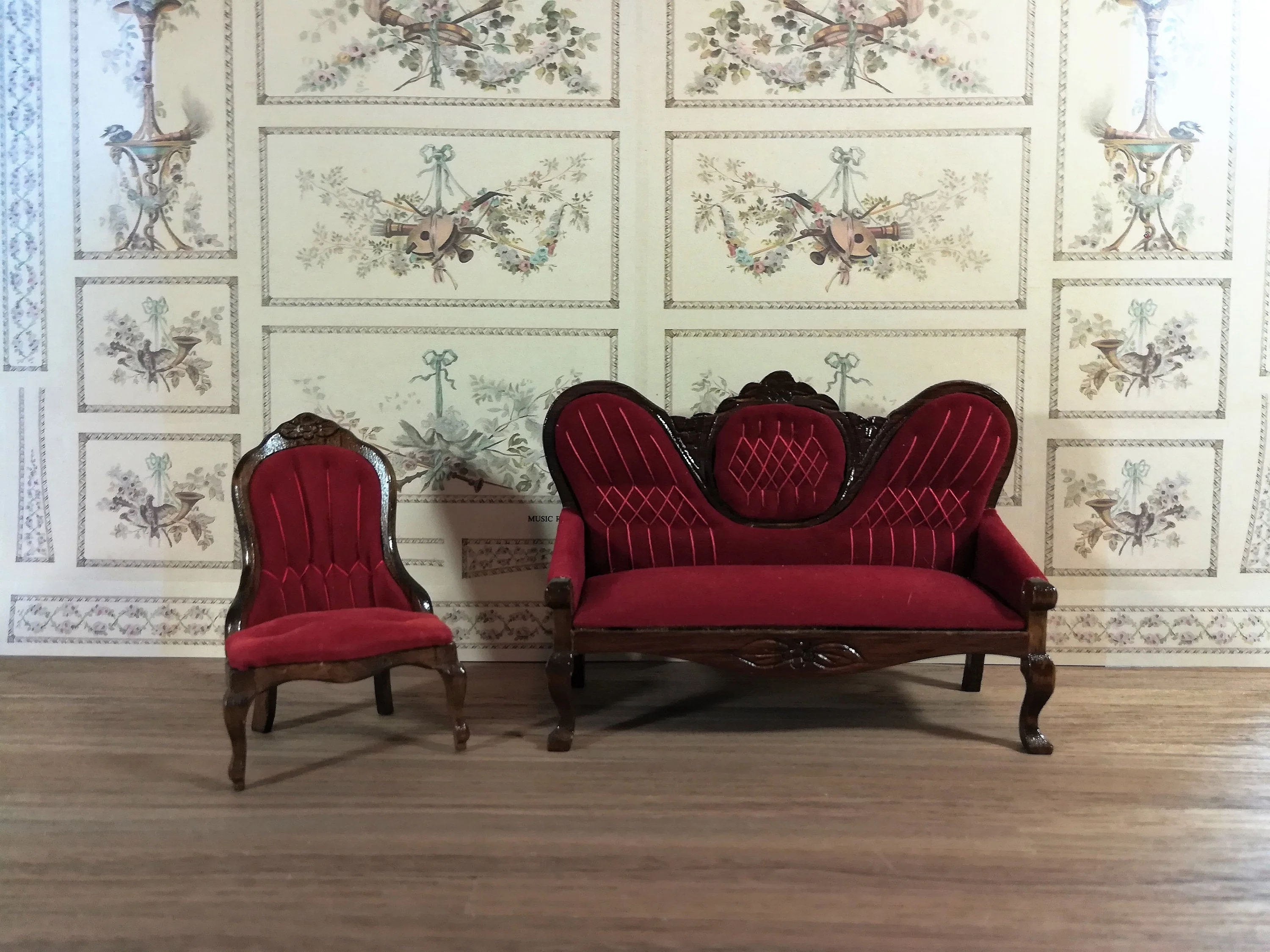 Dollhouse Miniature Wallpaper Music Room Theme Wall Panels Mural 1:12 Scale - Image 3