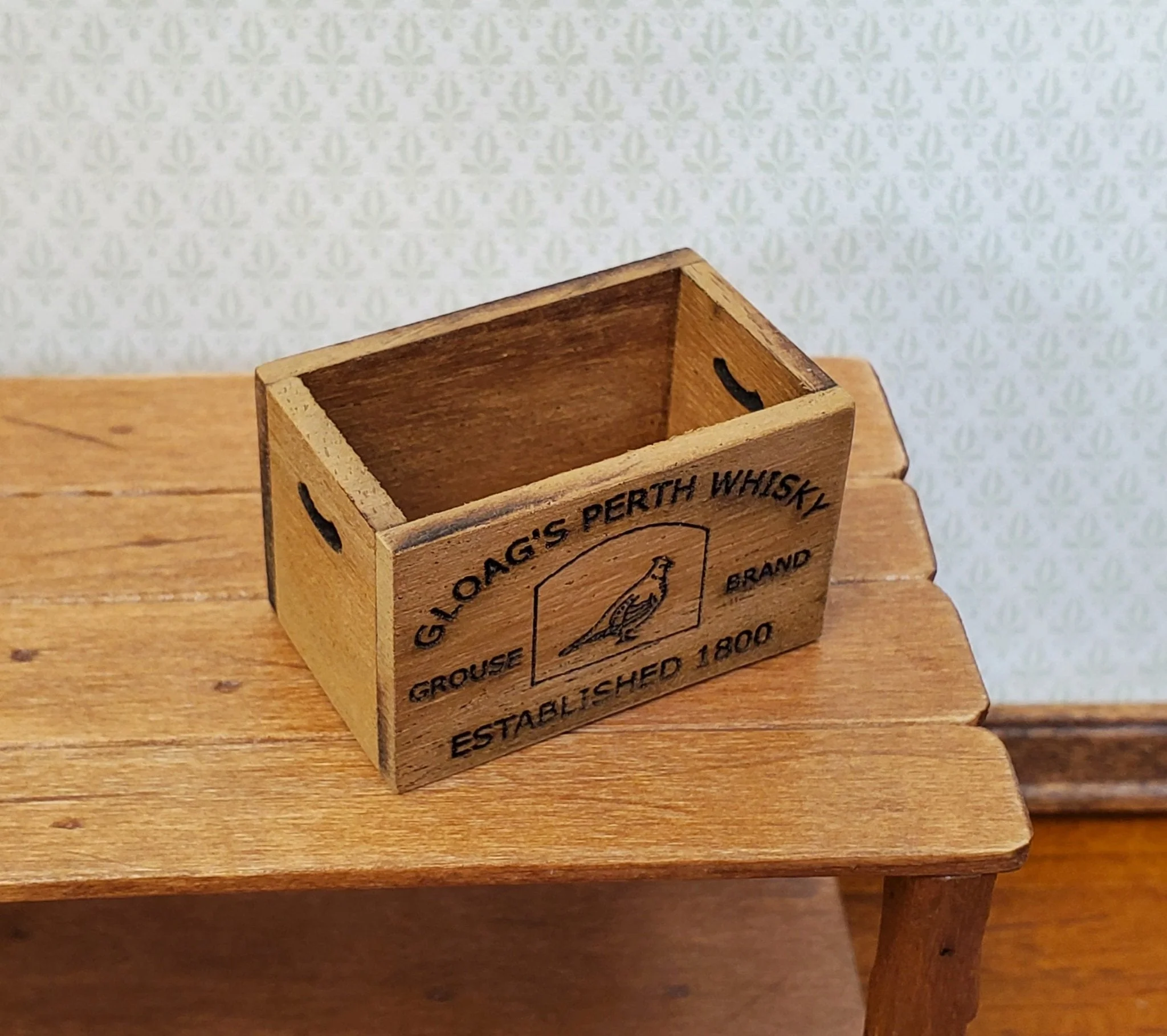 Dollhouse Miniature Whiskey Crate Gloag's Perth Whisky Vintage Style 1:12 Scale Handmade - Image 2