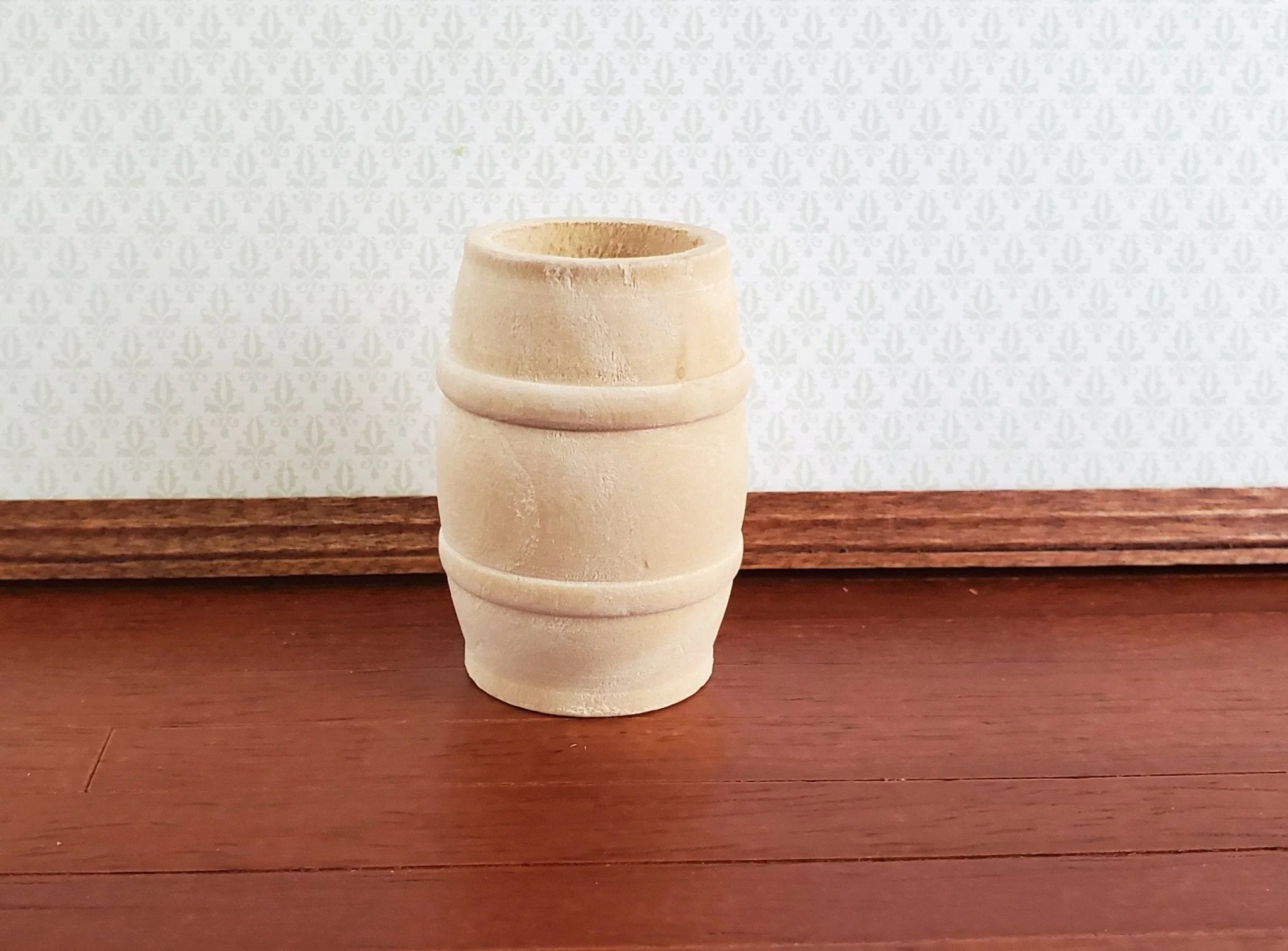 Dollhouse Miniature Whiskey or Rain Barrel Keg 1:12 Scale Unfinished Wood 1 3/4"