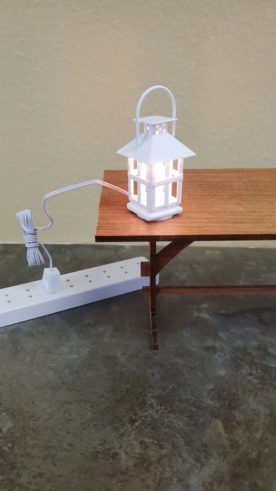 Dollhouse Miniature White Lantern Light Candle 12 Volt with Plug 1:12 Scale Lighting - Image 2