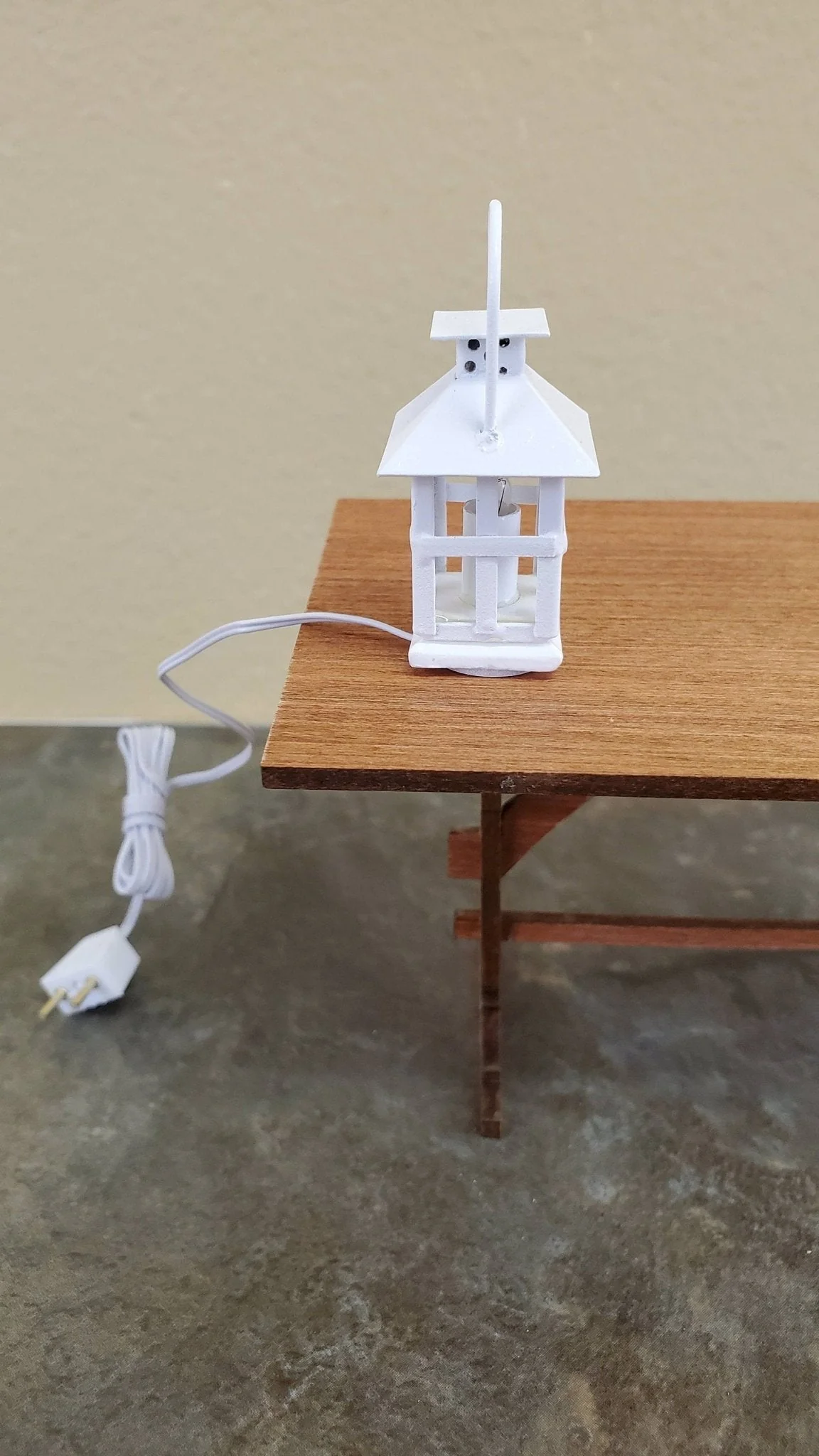 Dollhouse Miniature White Lantern Light Candle 12 Volt with Plug 1:12 Scale Lighting - Image 4