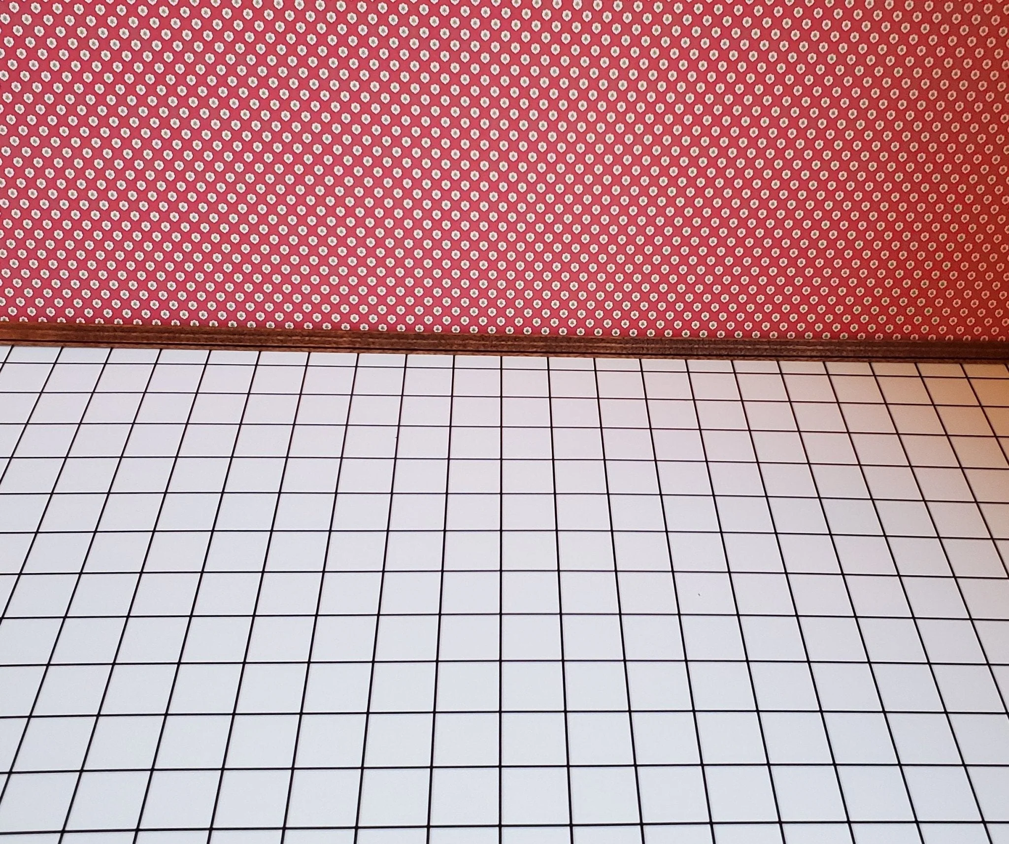 Dollhouse Miniature White Square Tile Embossed Glossy Card 1:12 Scale Dark Grout - Image 2