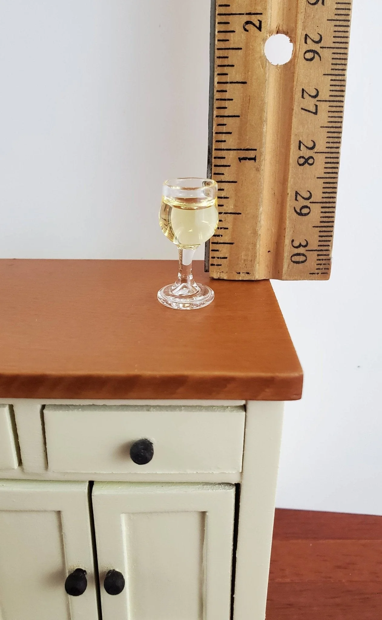 Dollhouse Miniature White Wine Glass Filled 1:12 Scale (Large) - Image 2