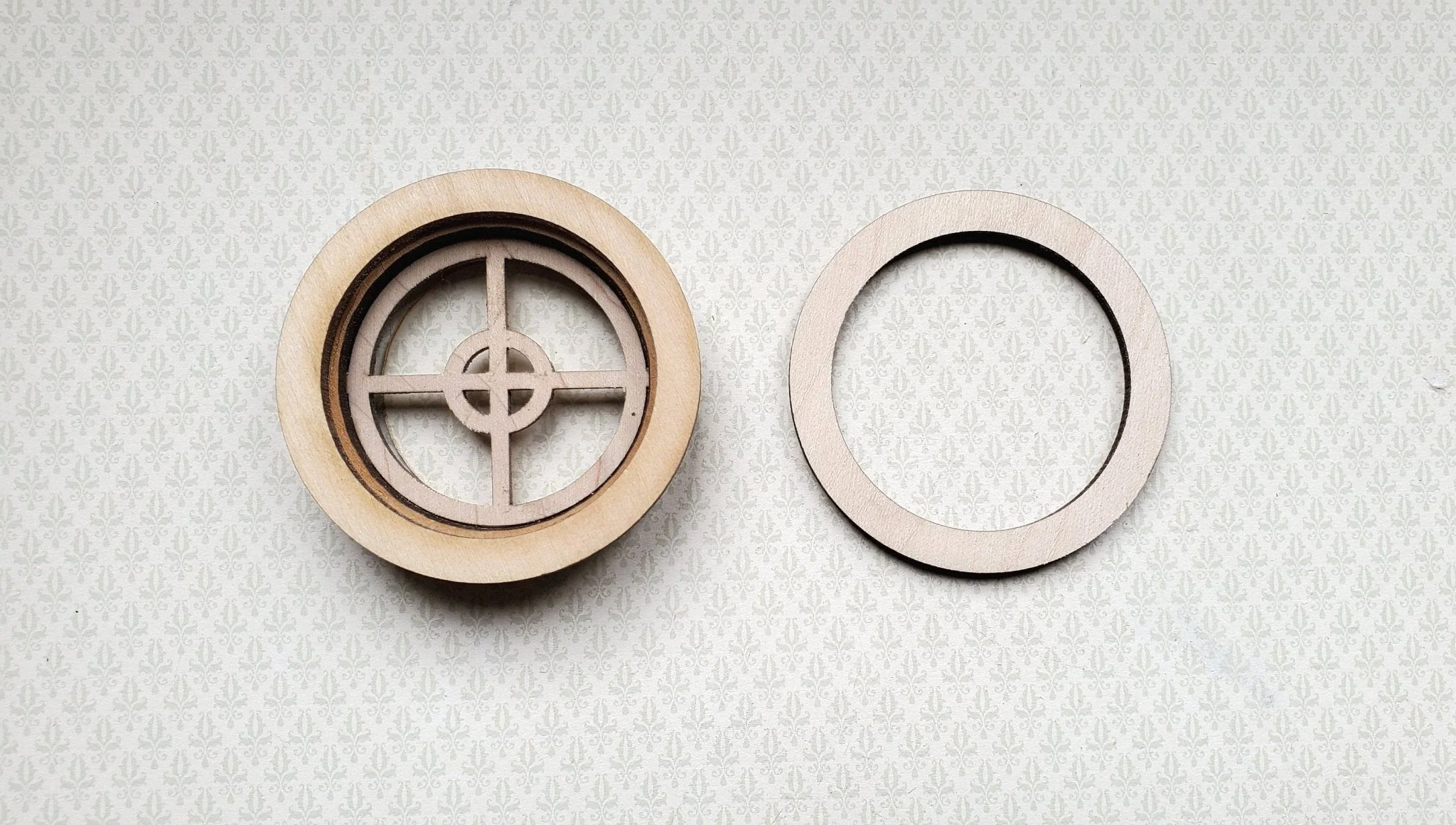 Dollhouse Miniature Window Round Circular Gothic Style Working 1:12 Scale 2 1/4"