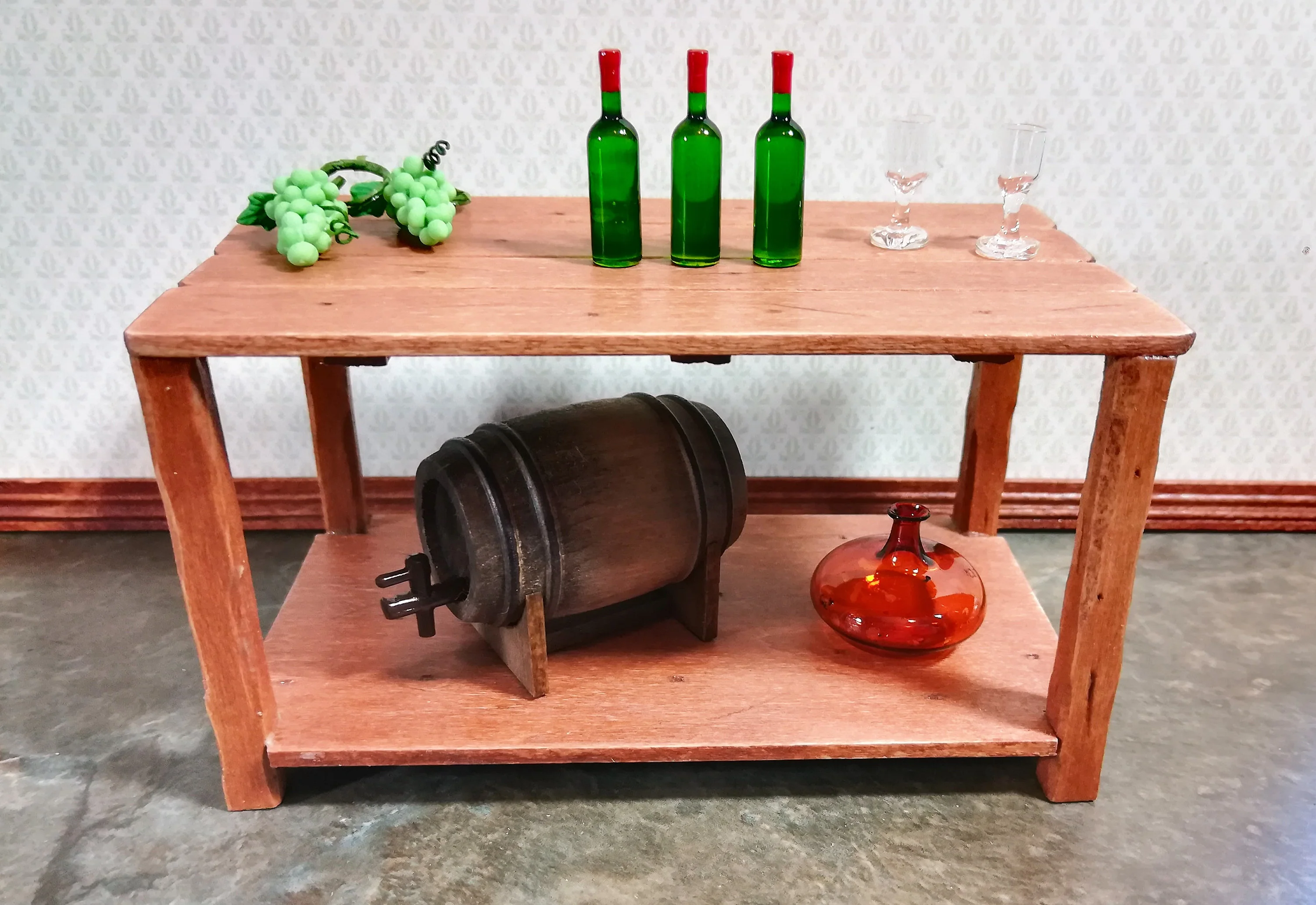 Dollhouse Miniature Wine Bottles x3 Unlabeled Green Wine Bottle Set 1:12 Scale - Image 2
