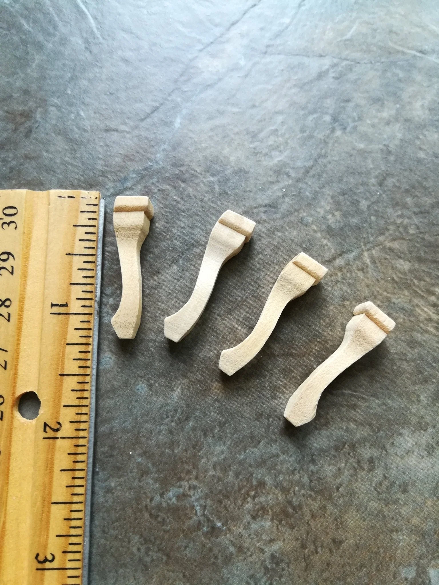Dollhouse Miniature Wood Cabriole Legs for Chair or Furniture Set of 4 Pieces 1:12 Scale 3/8" - Image 2