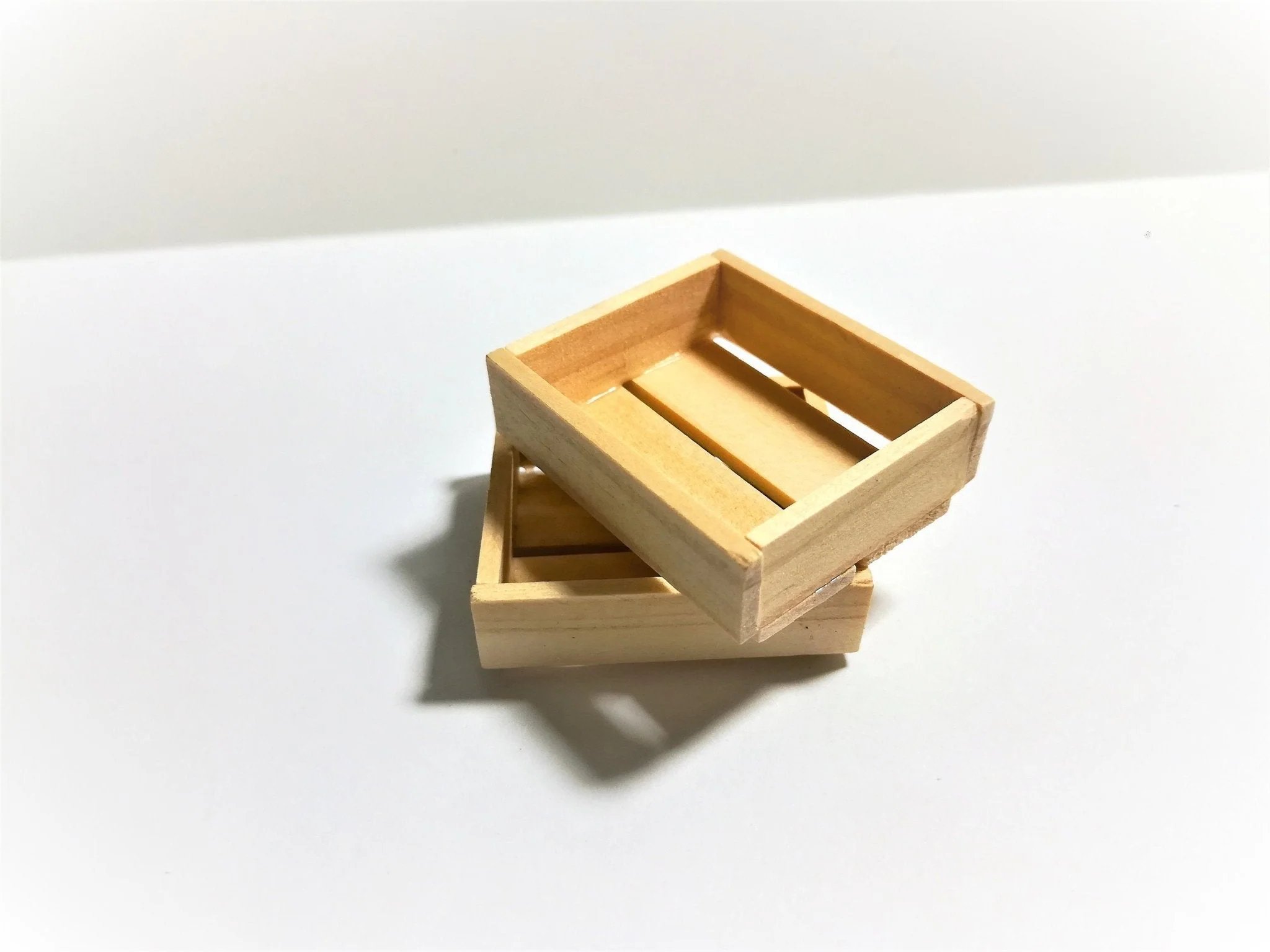 Dollhouse Miniature Wood Crates for Fruits or Vegetables x2 Small 1:12 Scale Unfinished