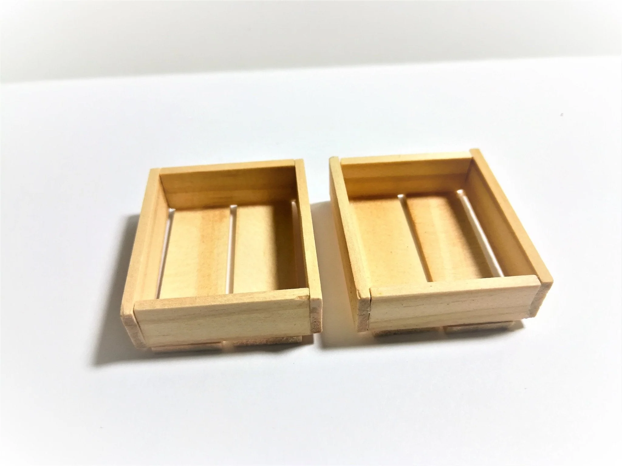 Dollhouse Miniature Wood Crates for Fruits or Vegetables x2 Small 1:12 Scale Unfinished - Image 2