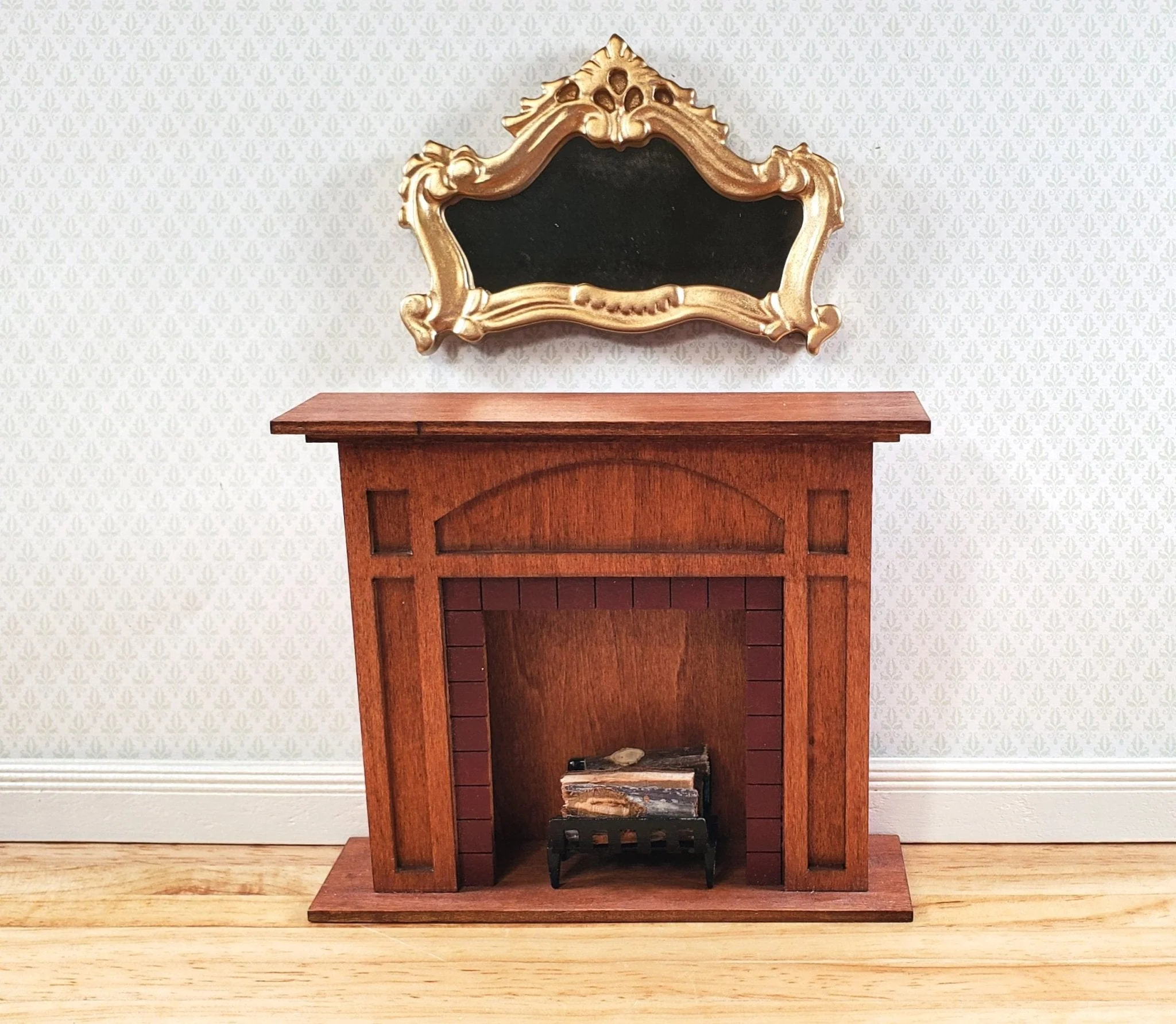 Dollhouse Mirror with Fancy Gold Frame Large 1:12 Scale Miniature Accessory - Image 2