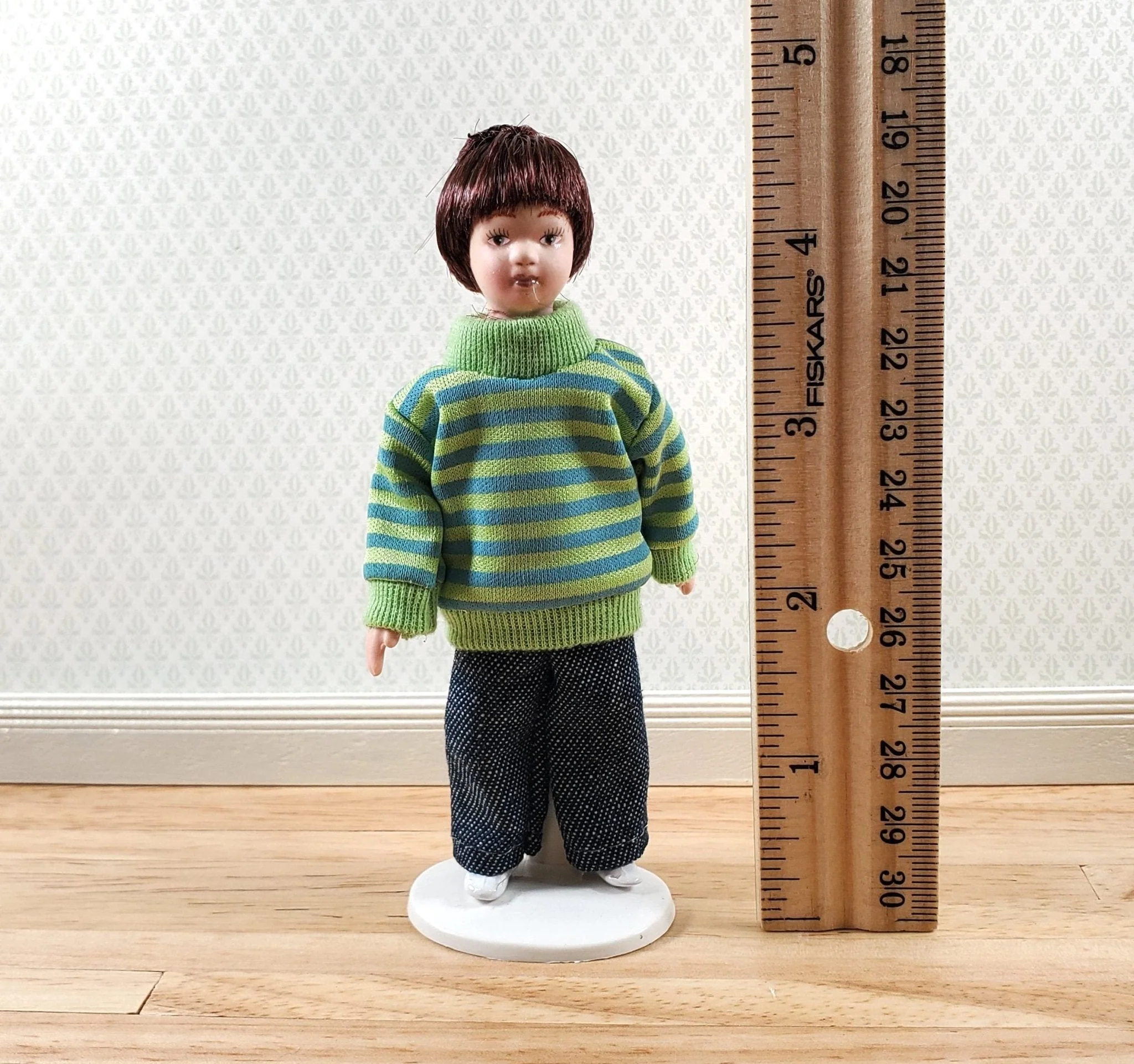 Dollhouse Modern Boy Son Doll Porcelain Semi-Poseable 1:12 Scale Miniature - Image 3