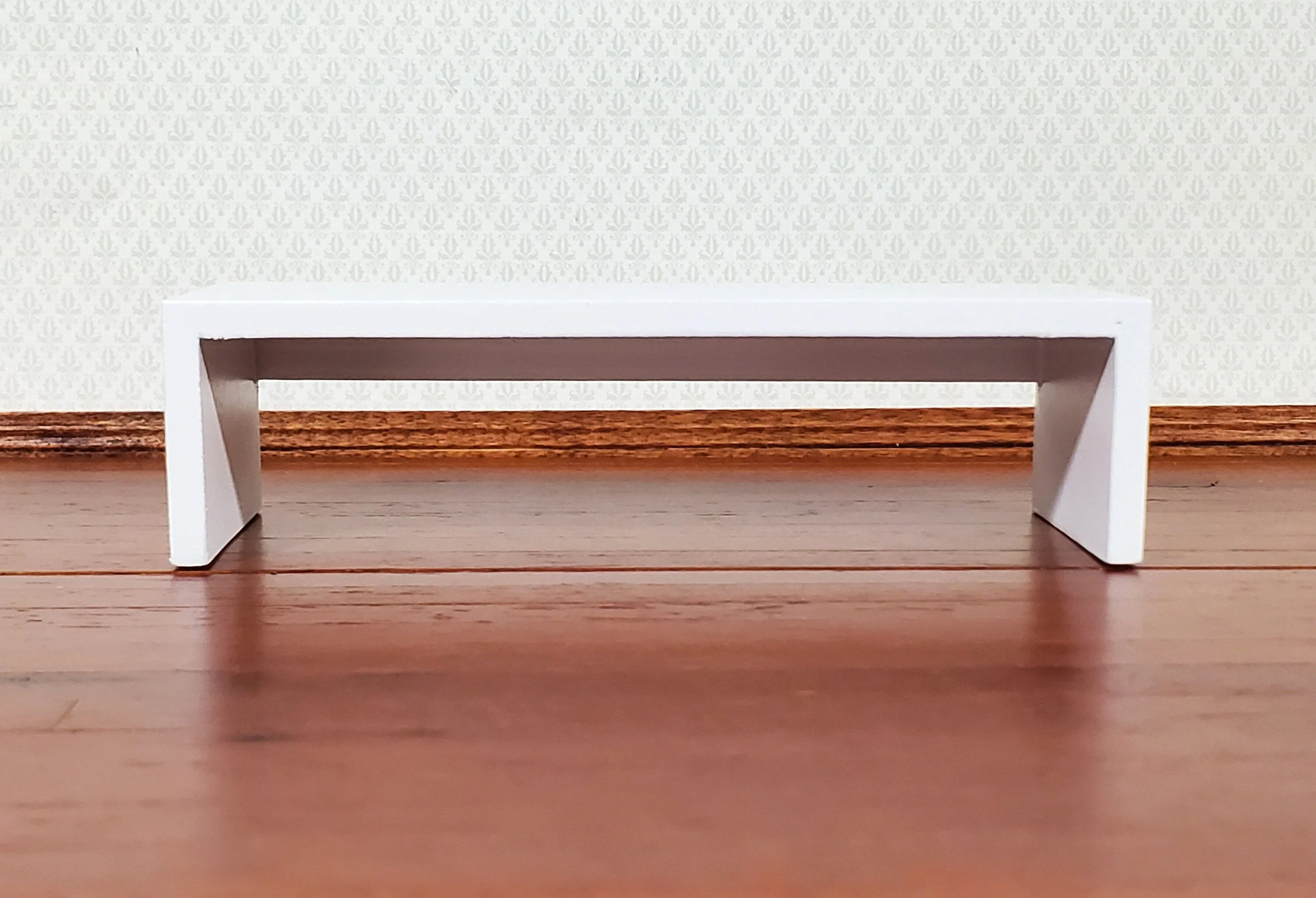 Dollhouse Modern Coffee Table White Finish 1:12 Scale Miniature Furniture - Image 2