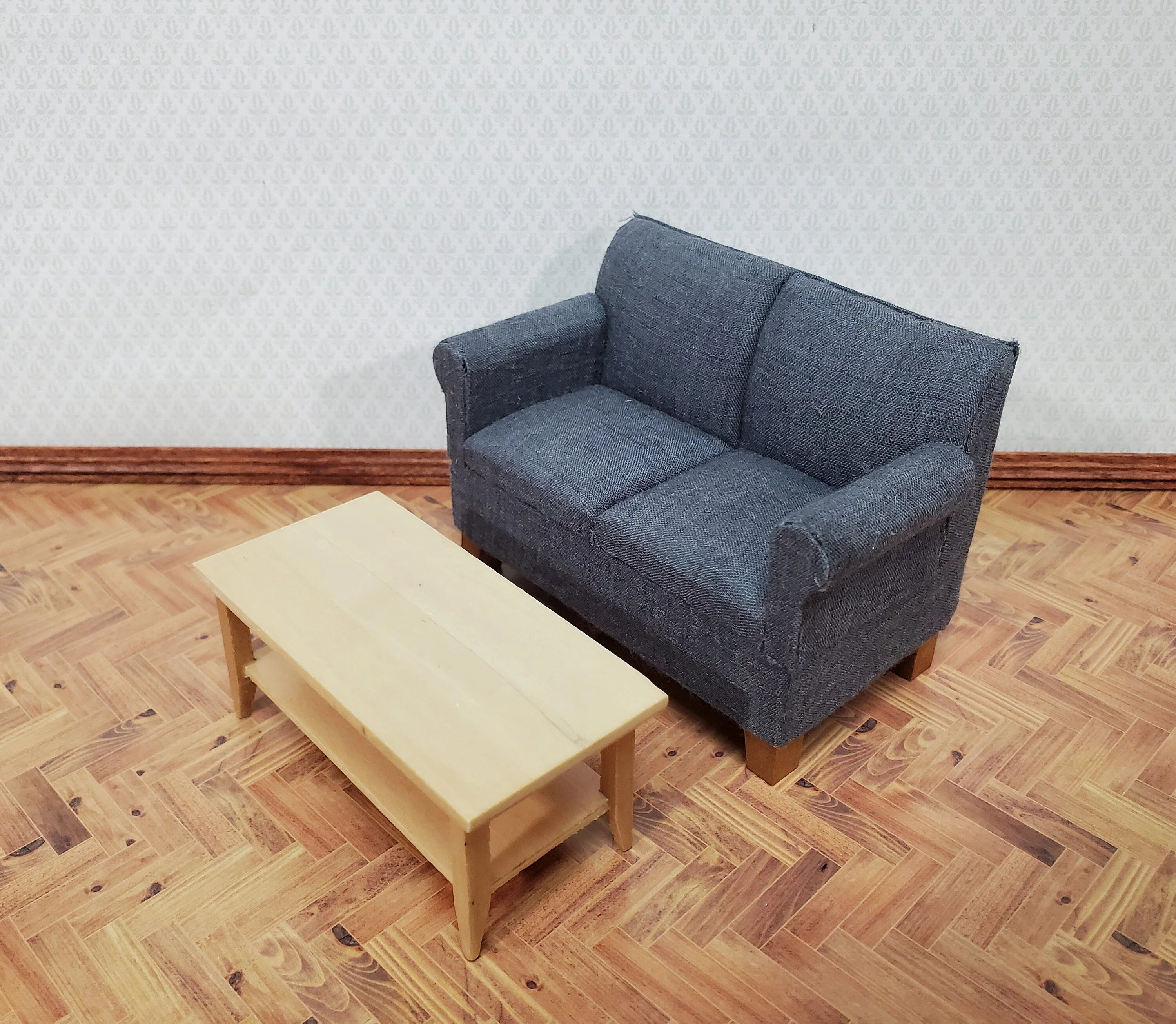 Dollhouse Modern Coffee Table with Shelf Light Oak Wood 1:12 Scale Miniature Furniture - Image 7