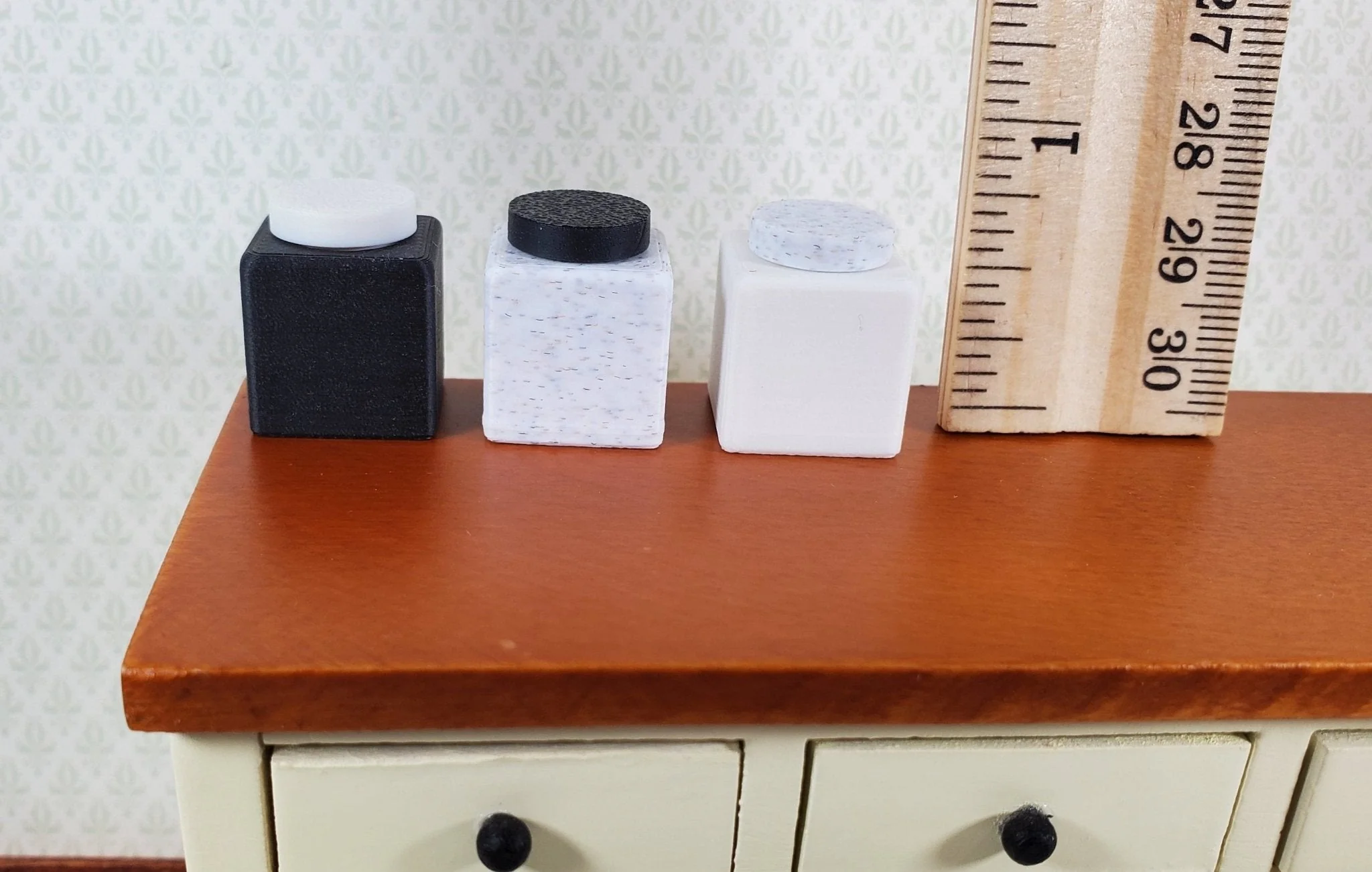 Dollhouse Modern Jars Black White Stone Set of 3 Choose From 3 Styles Removable Exchangeable Lids 1:12 Scale - Image 3