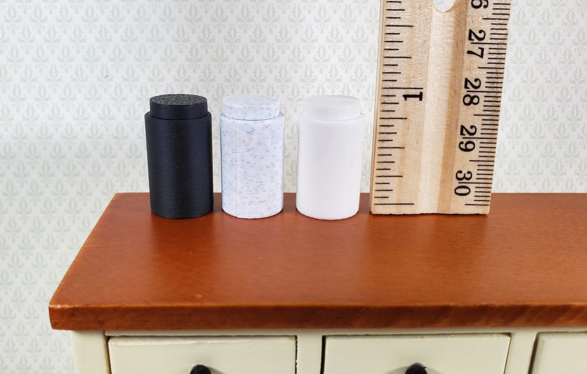 Dollhouse Modern Jars Black White Stone Set of 3 Choose From 3 Styles Removable Exchangeable Lids 1:12 Scale - Image 4