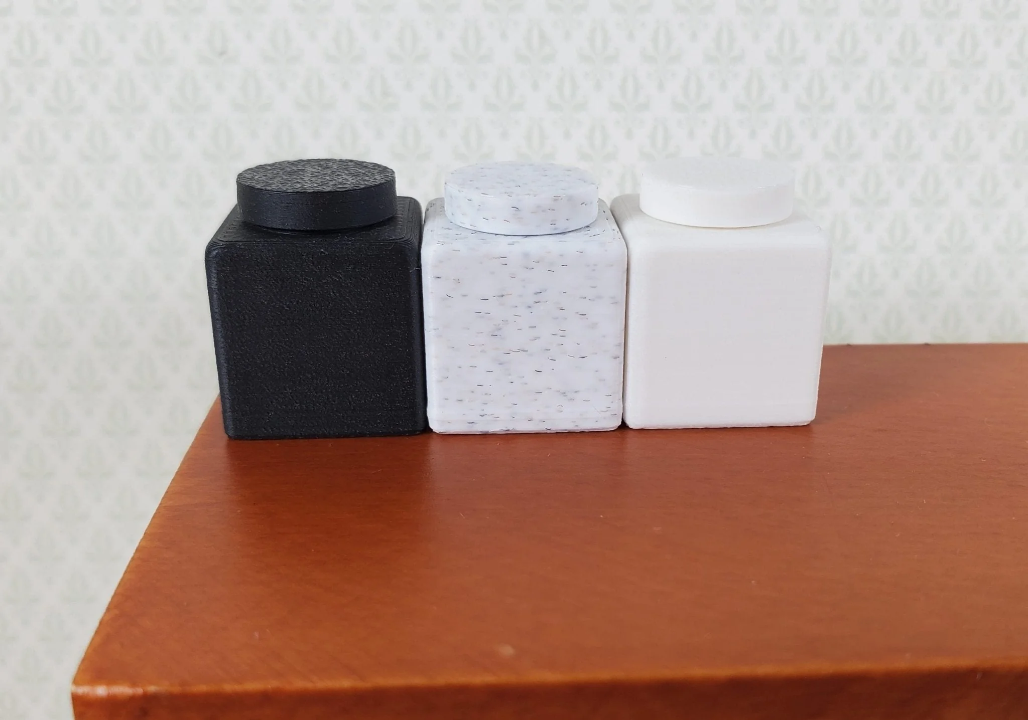 Dollhouse Modern Jars Black White Stone Set of 3 Choose From 3 Styles Removable Exchangeable Lids 1:12 Scale - Image 6