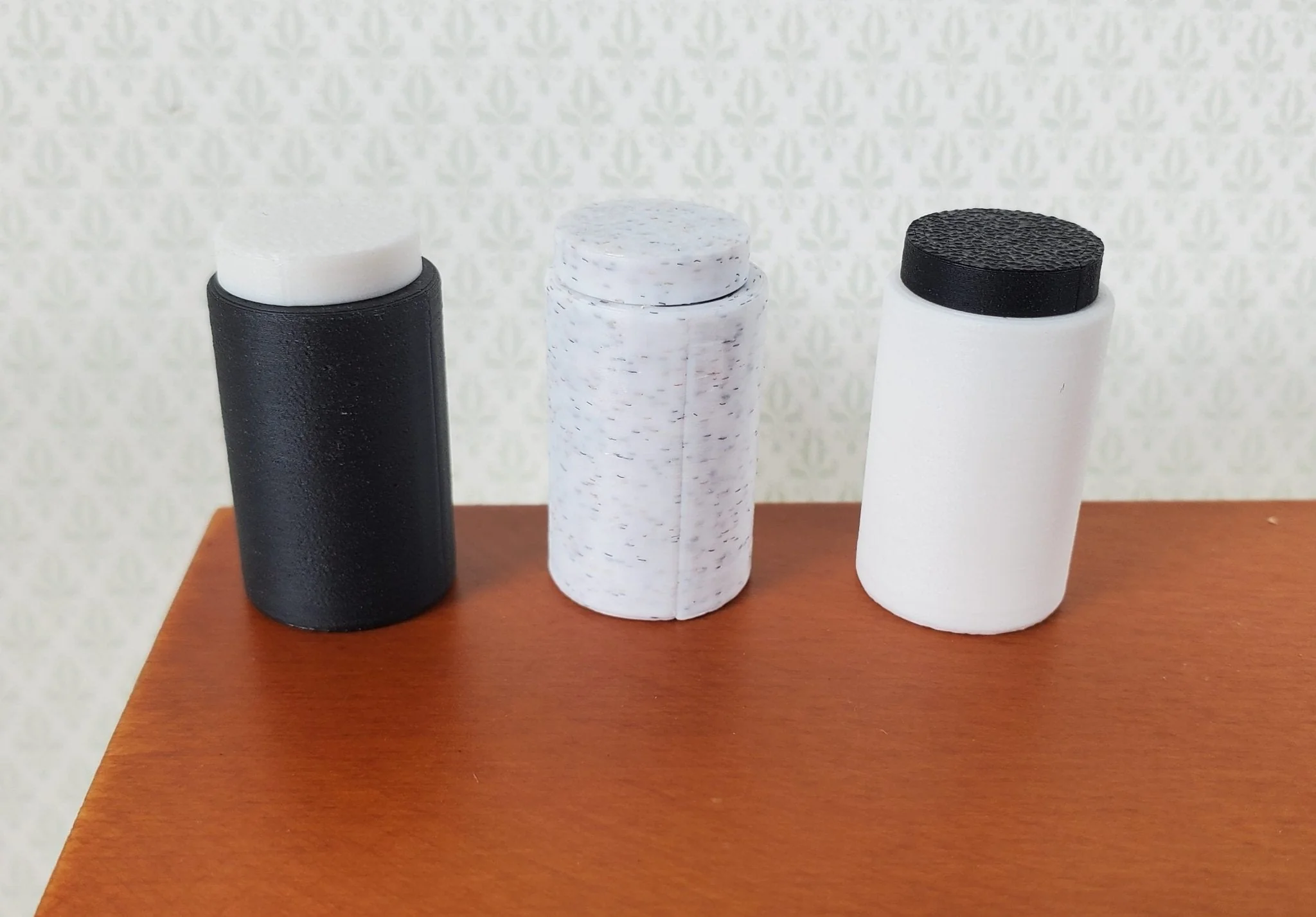 Dollhouse Modern Jars Black White Stone Set of 3 Choose From 3 Styles Removable Exchangeable Lids 1:12 Scale - Image 7