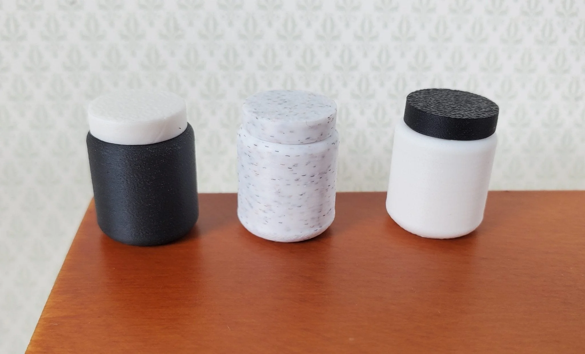 Dollhouse Modern Jars Black White Stone Set of 3 Choose From 3 Styles Removable Exchangeable Lids 1:12 Scale - Image 8