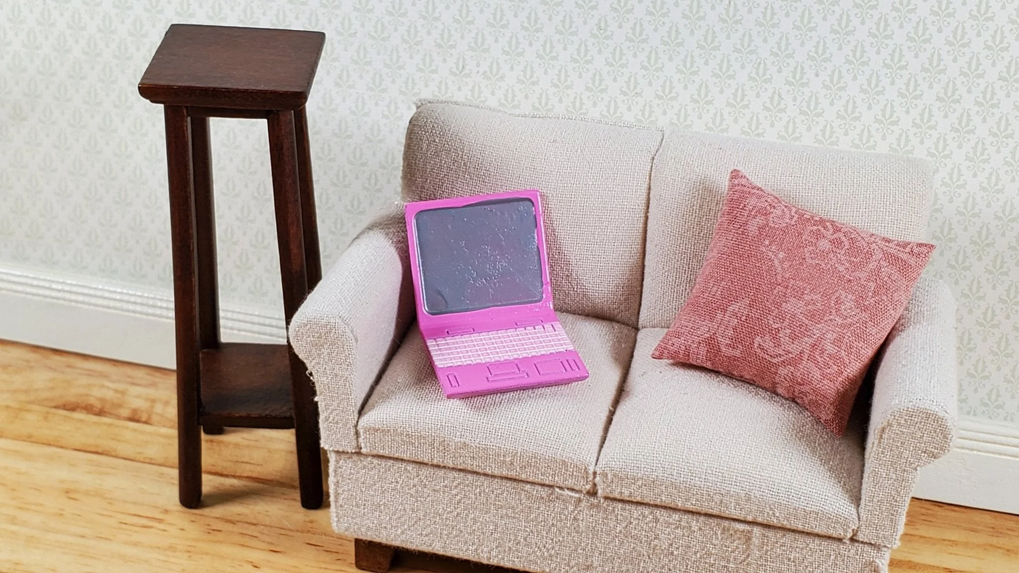 Dollhouse Modern Laptop Computer Metal PINK 1:12 Scale Miniature - Image 3