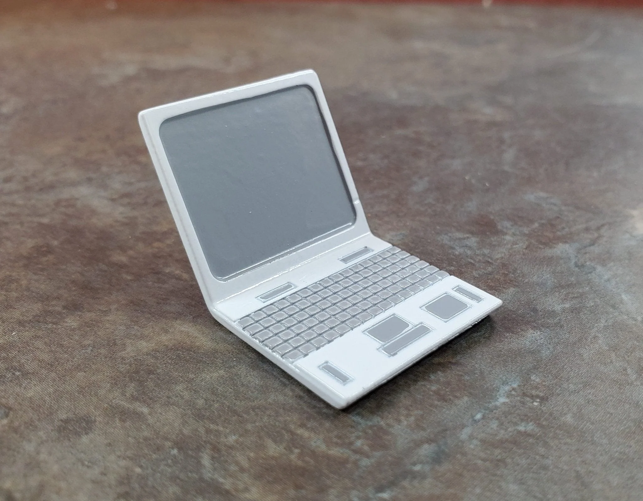 Dollhouse Modern Laptop Computer White Metal 1:12 Scale Miniature Accessory