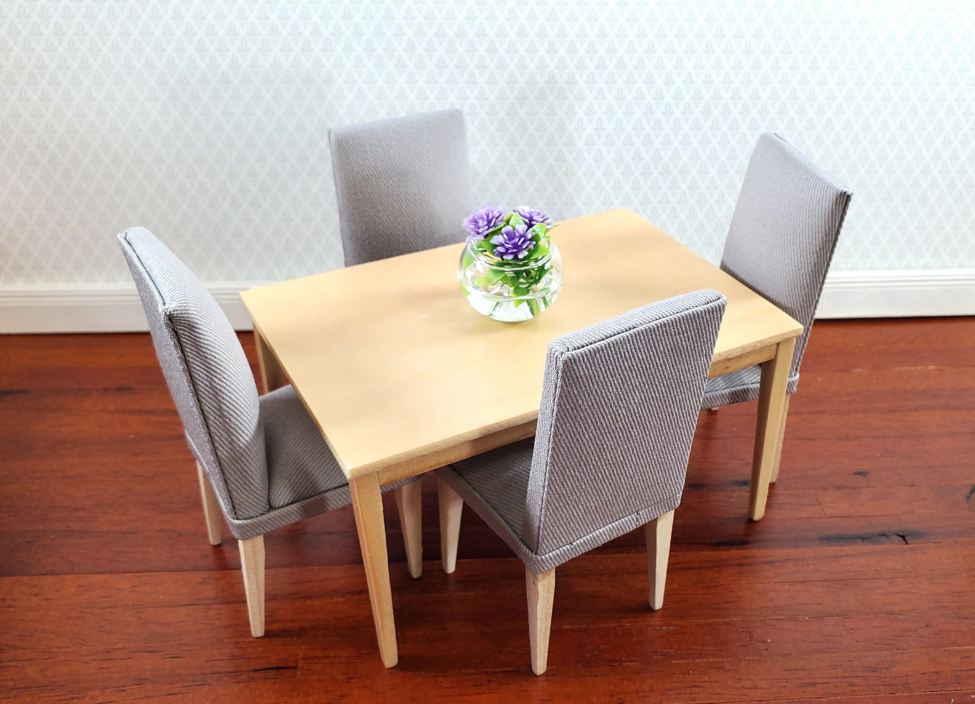 Dollhouse Modern Table Kitchen Dining Room Light Oak Finish 1:12 Scale Furniture - Image 3
