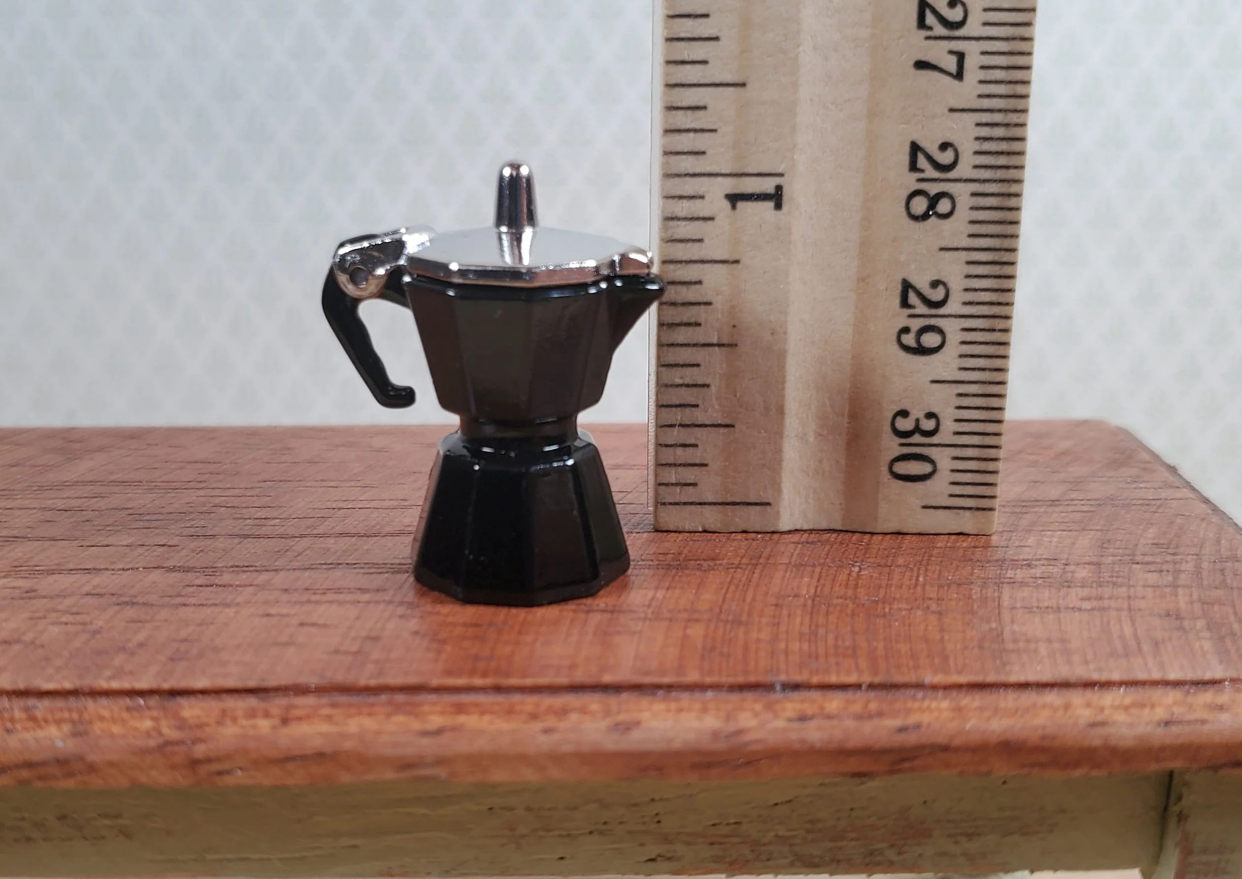 Dollhouse Moka Coffee Pot Maker Opening Top Black Metal 1:12 Scale Kitchen - Image 3