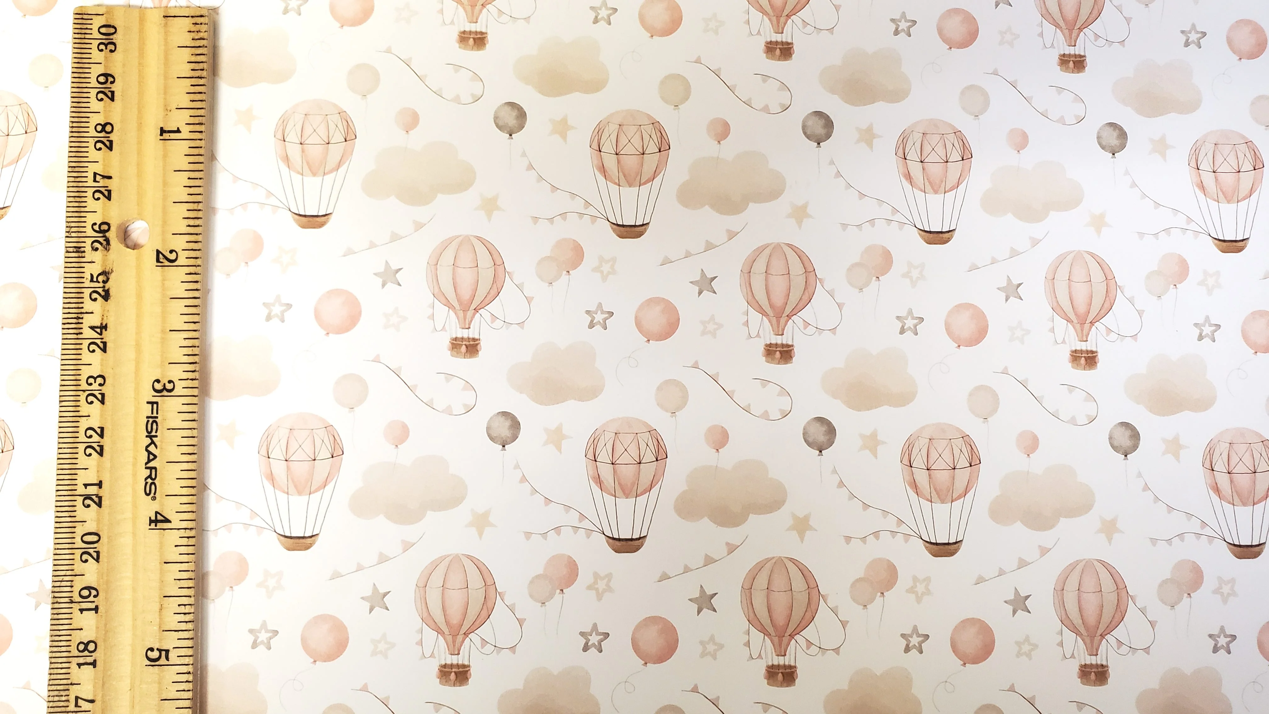 Dollhouse Nursery Wallpaper 3 Sheets Hot Air Balloons Beige 1:12 Scale Miniature - Image 3