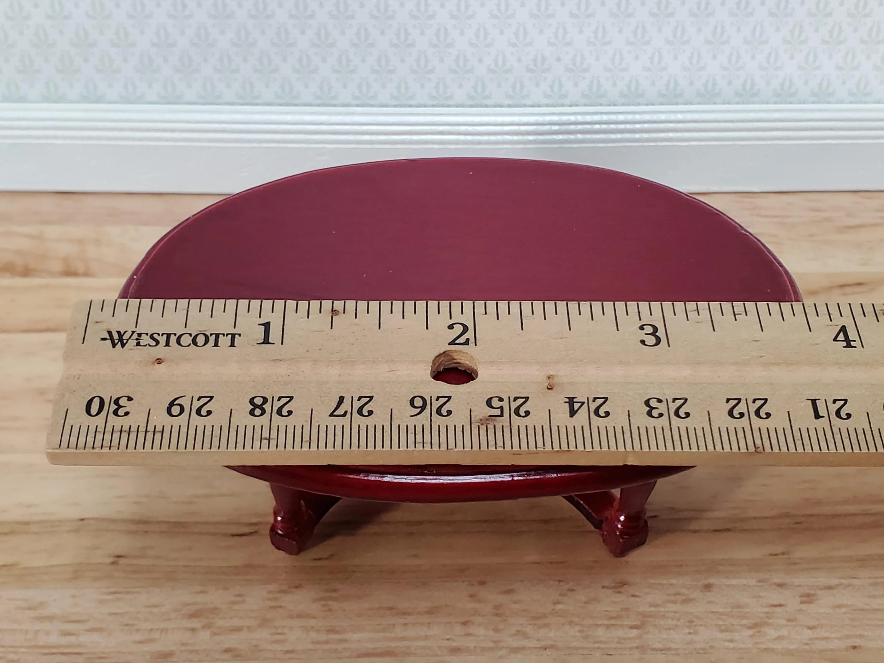 Dollhouse Oval Coffee Table Mahogany Finish 1:12 Scale Miniature Furniture - Image 5
