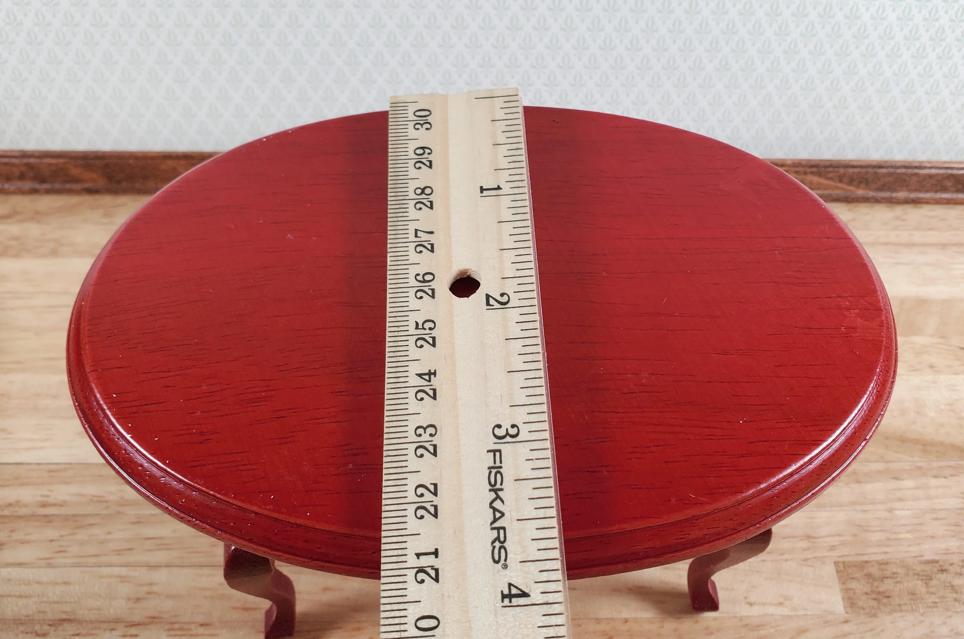 Dollhouse Oval Dining Room Table 4 Chairs Mahogany Finish 1:12 Scale Furniture - Image 6