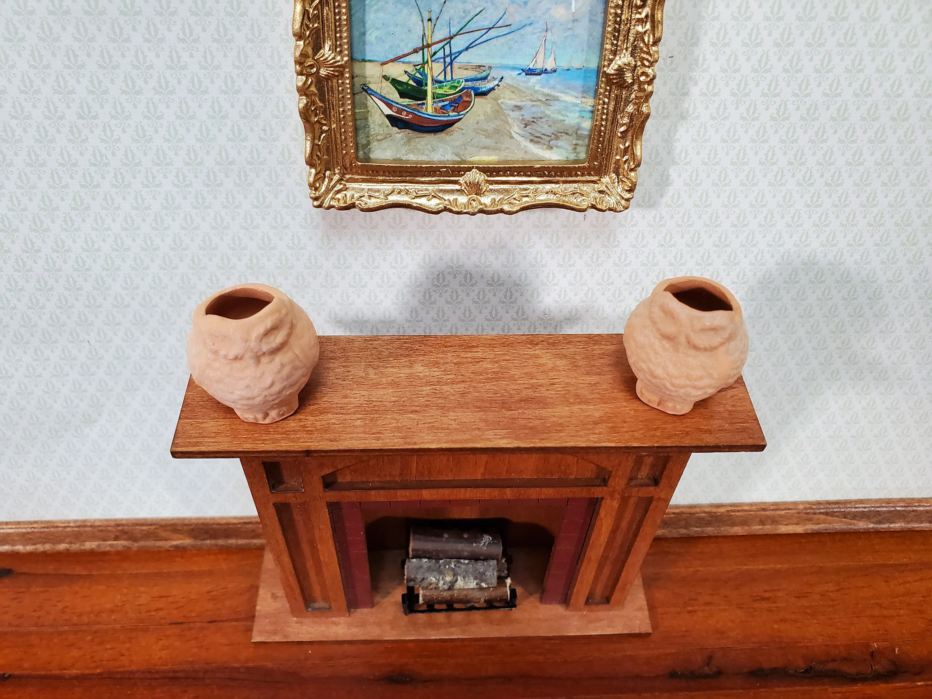 Dollhouse Owl Planters Terra Cotta Pots Set of 2 Unglazed 1:12 Scale Miniatures - Image 2
