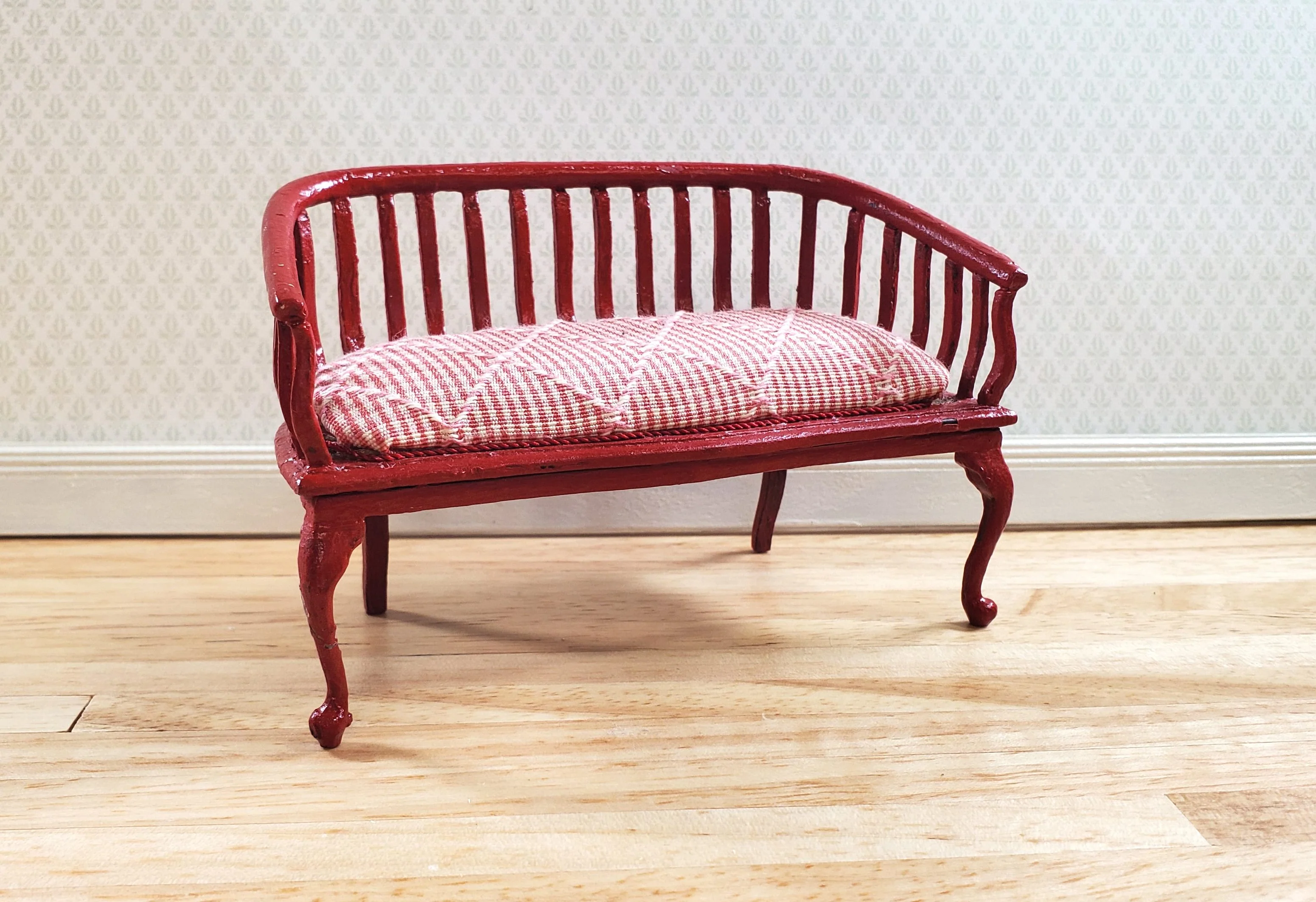 Dollhouse Padded Bench Handmade Estate Piece 1:12 Scale Miniature Furniture - Image 3