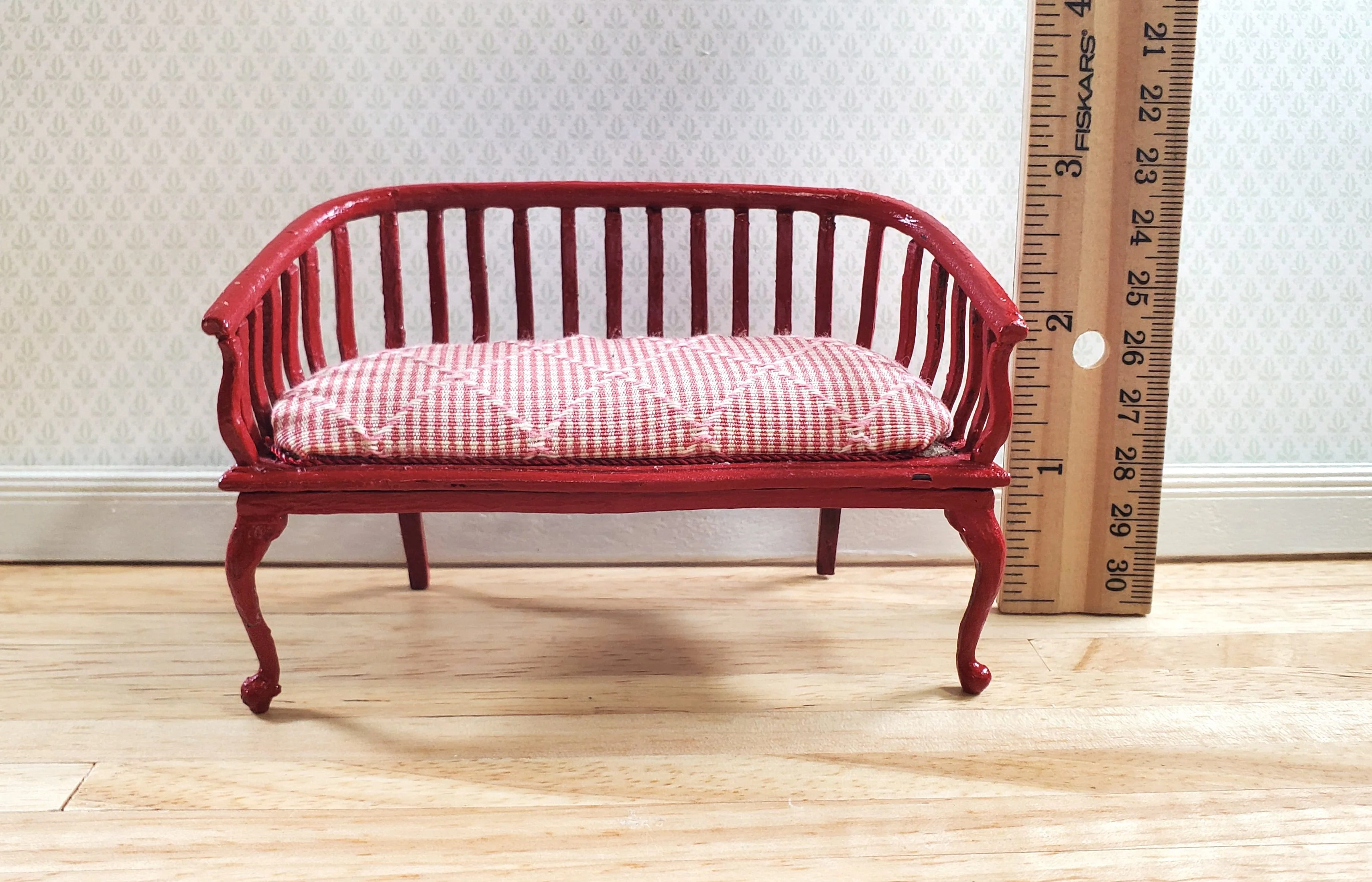 Dollhouse Padded Bench Handmade Estate Piece 1:12 Scale Miniature Furniture - Image 5