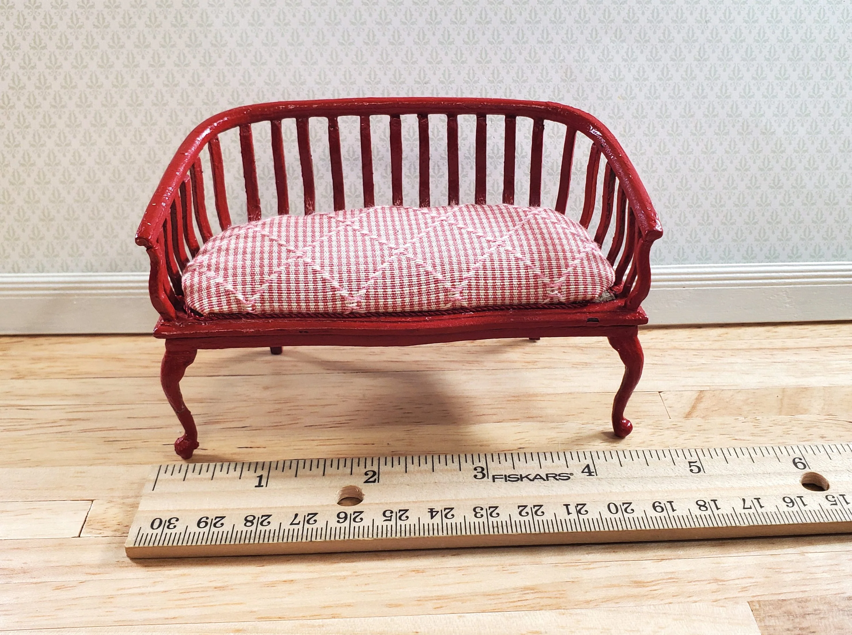 Dollhouse Padded Bench Handmade Estate Piece 1:12 Scale Miniature Furniture - Image 6