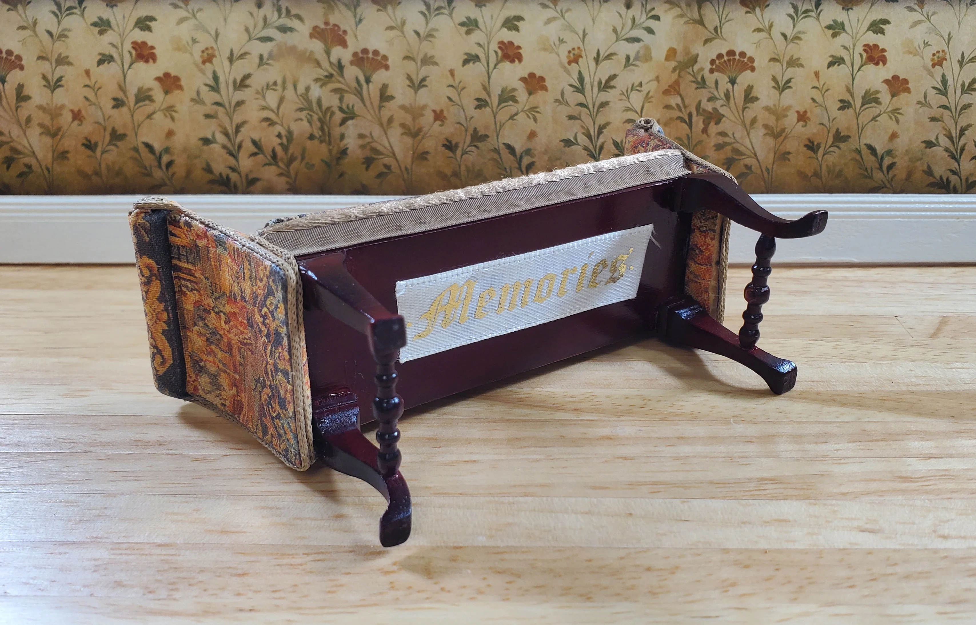 Dollhouse Padded Bench Seat Handmade Estate Piece 1:12 Scale Miniature Furniture - Image 4