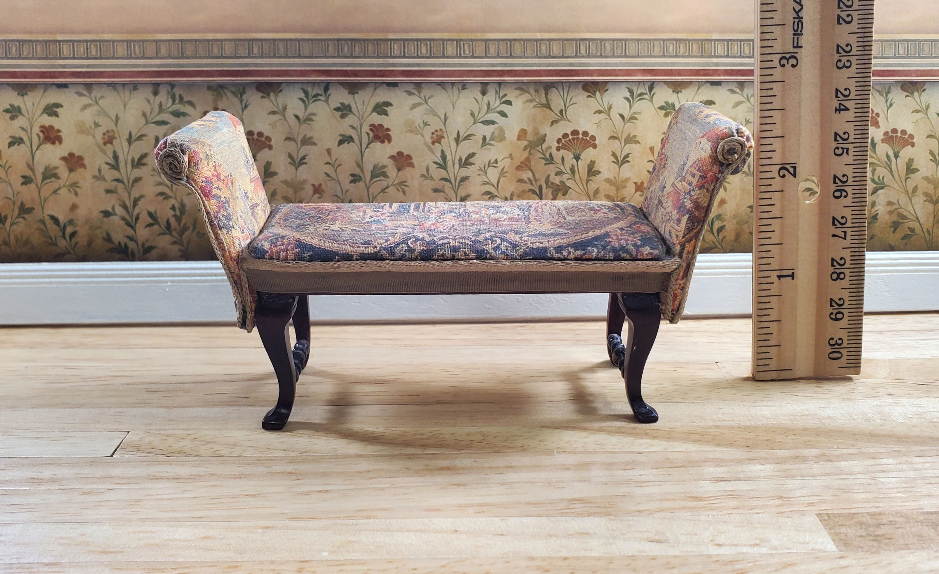 Dollhouse Padded Bench Seat Handmade Estate Piece 1:12 Scale Miniature Furniture - Image 5