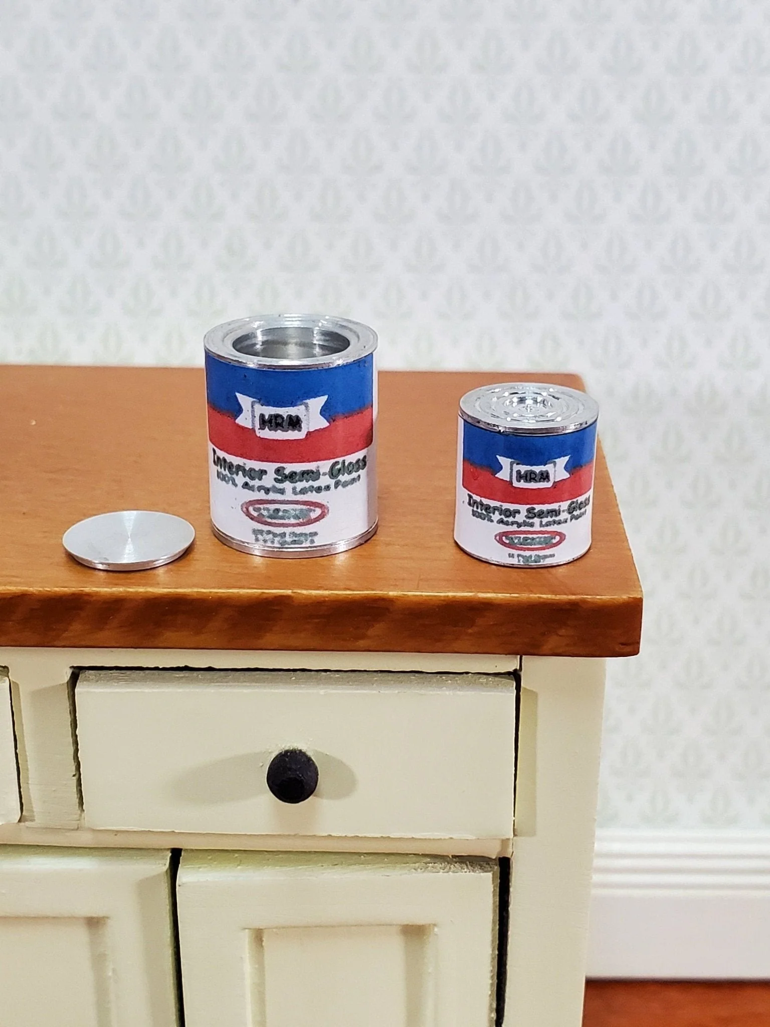 Dollhouse Paint Cans Metal Large and Medium Size 1:12 Scale by Hudson River Miniatures - Image 2