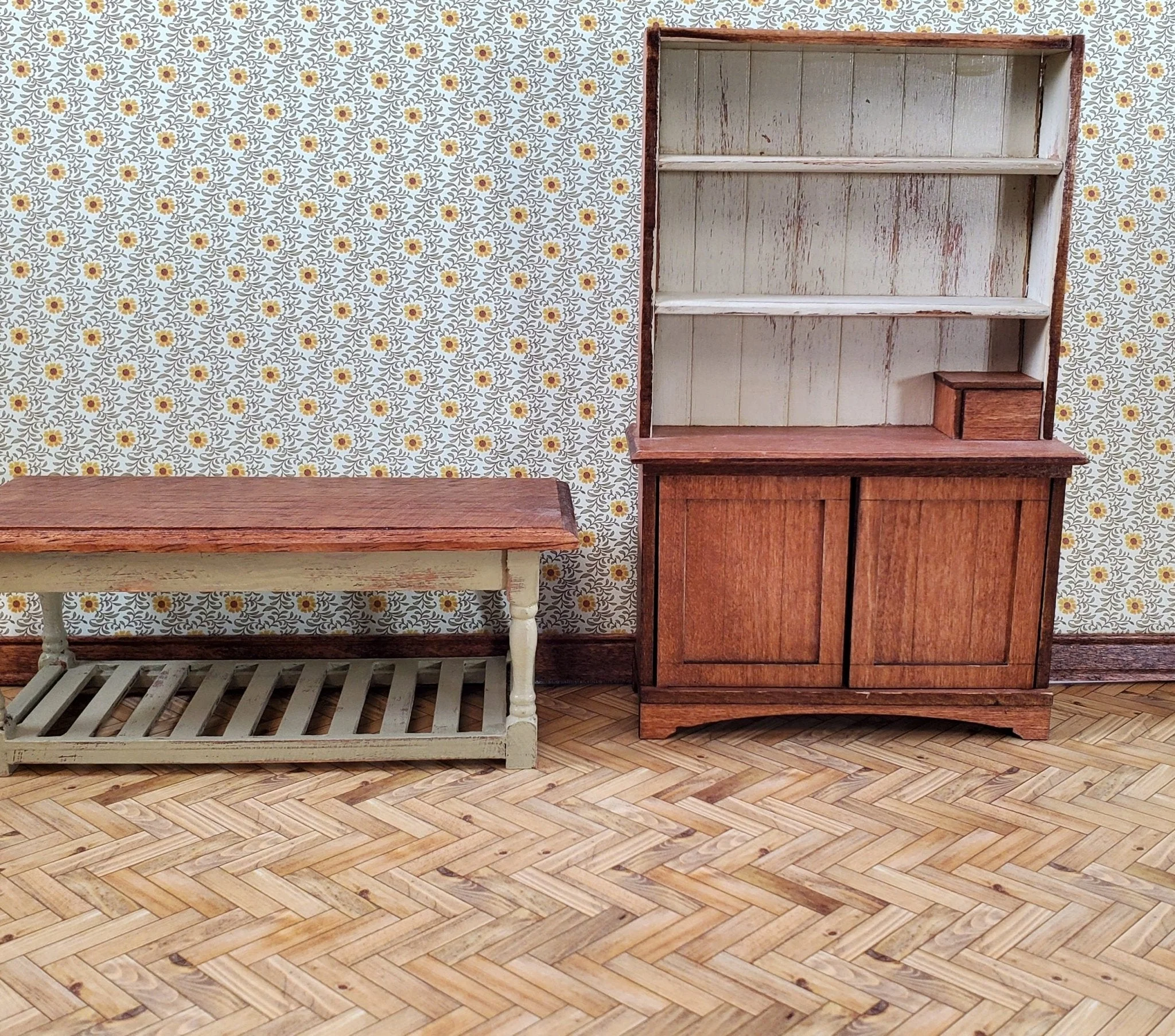 Dollhouse Parquet Wood Flooring Paper Card Light Wood 1:12 Scale Miniature - Image 3