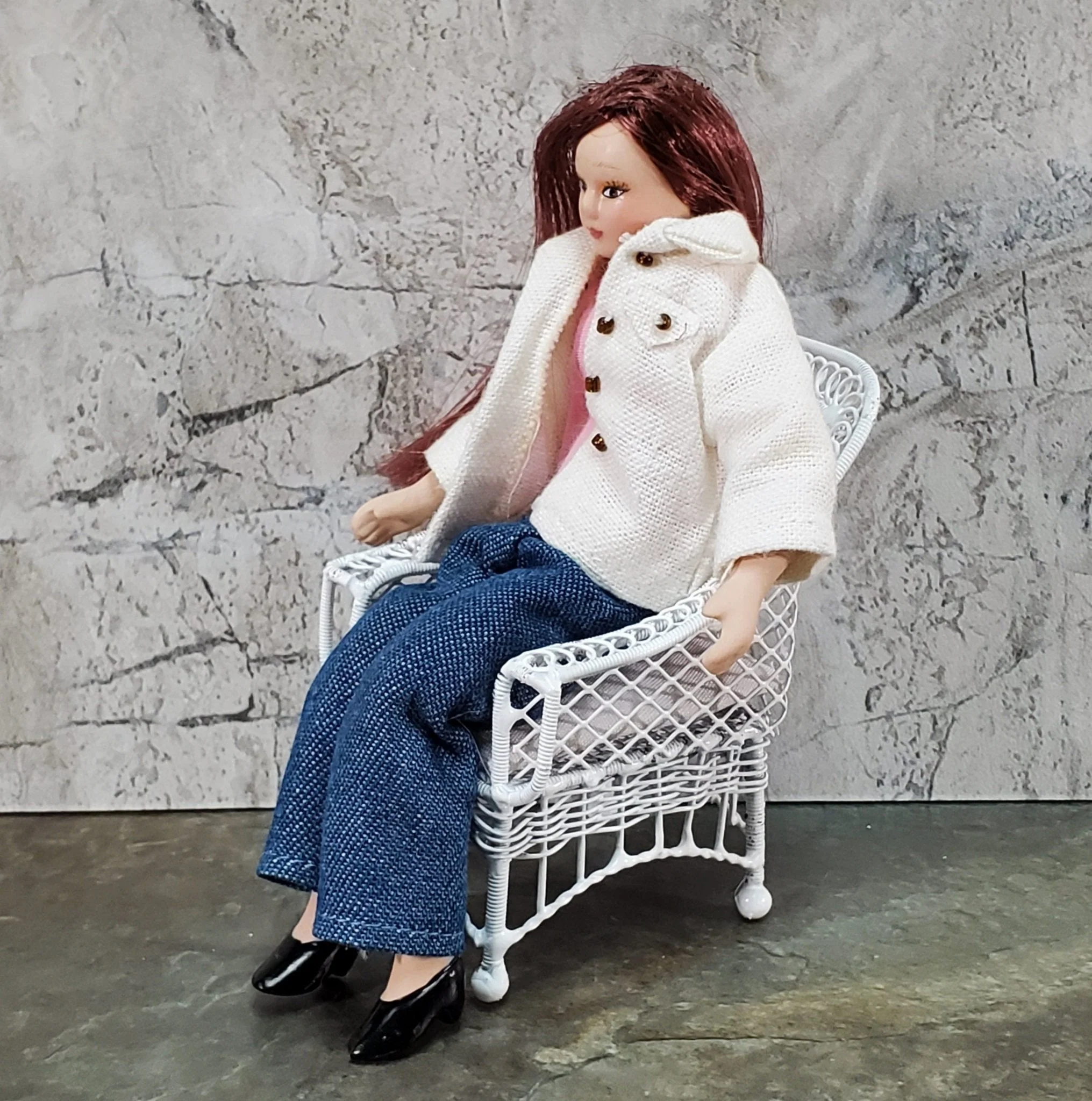 Dollhouse Patio Chair White Metal Mesh 1:12 Scale Miniature Fairy Garden - Image 5
